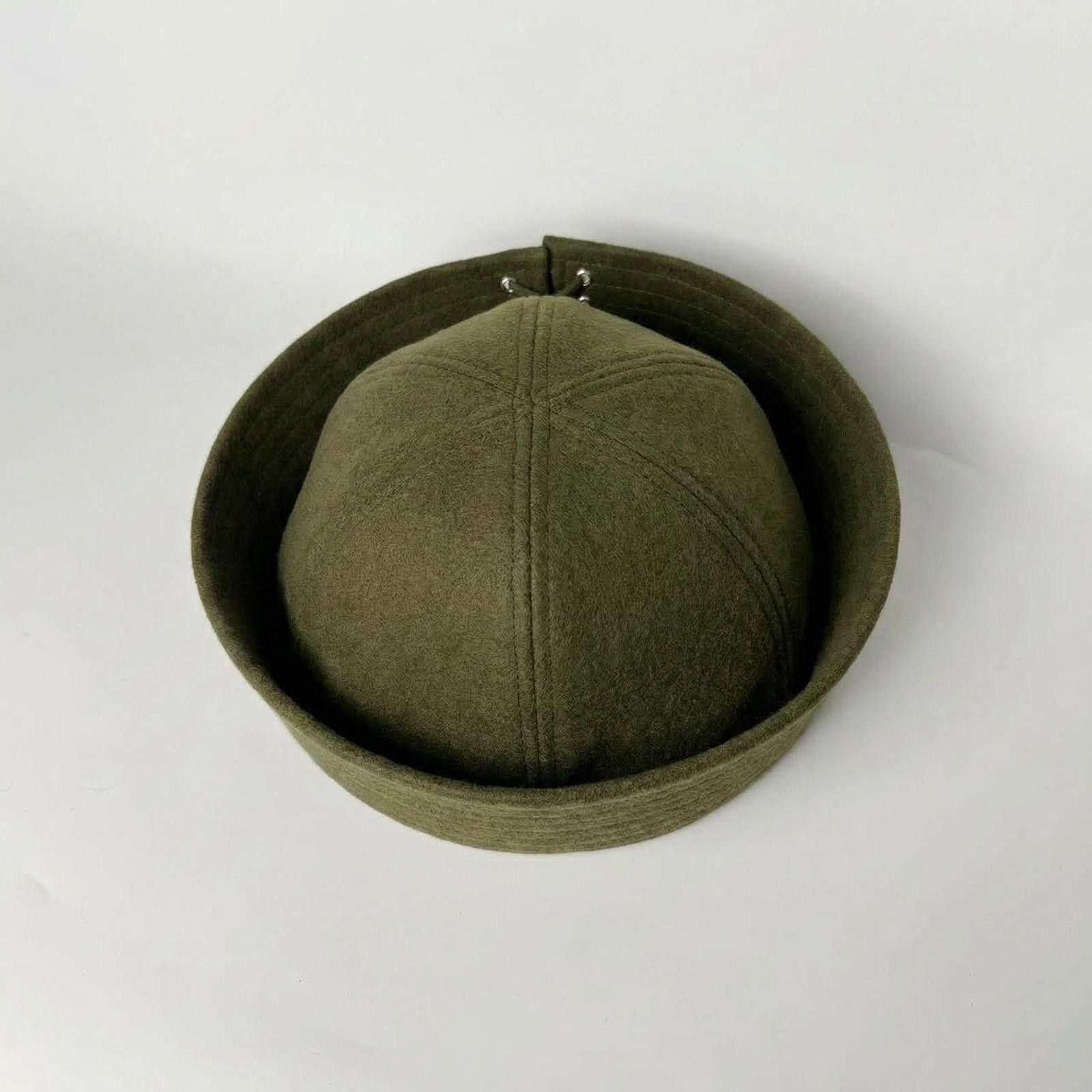 Japanese Brand Olive Green Wool Eyelet Beret Sailor Hat Y2K French Girl Size ONE SIZE - 7 Thumbnail