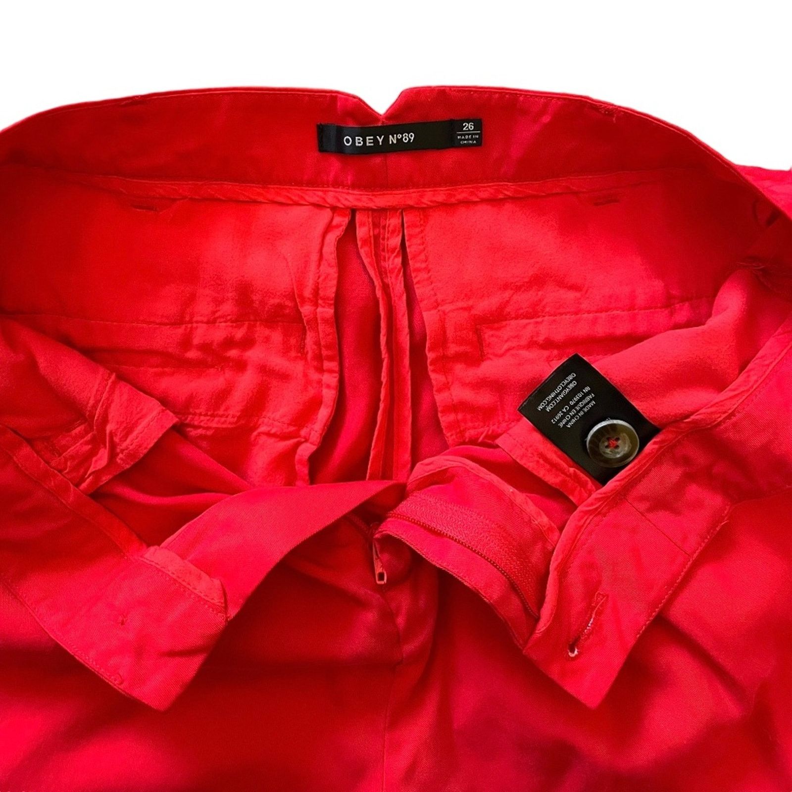Obey Obey Red Pleated Tapered Leg Ankle Pants Women's Trousers Size 26" / US 2 / IT 38 - 4 Thumbnail