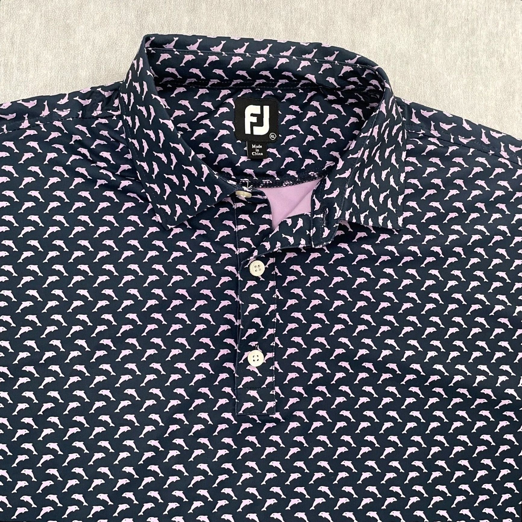 Footjoy Footjoy Polo Shirt Mens XL Blue Purple Dolphins Print Golf The Logo Club Size US XL / EU 56 / 4 - 3 Thumbnail