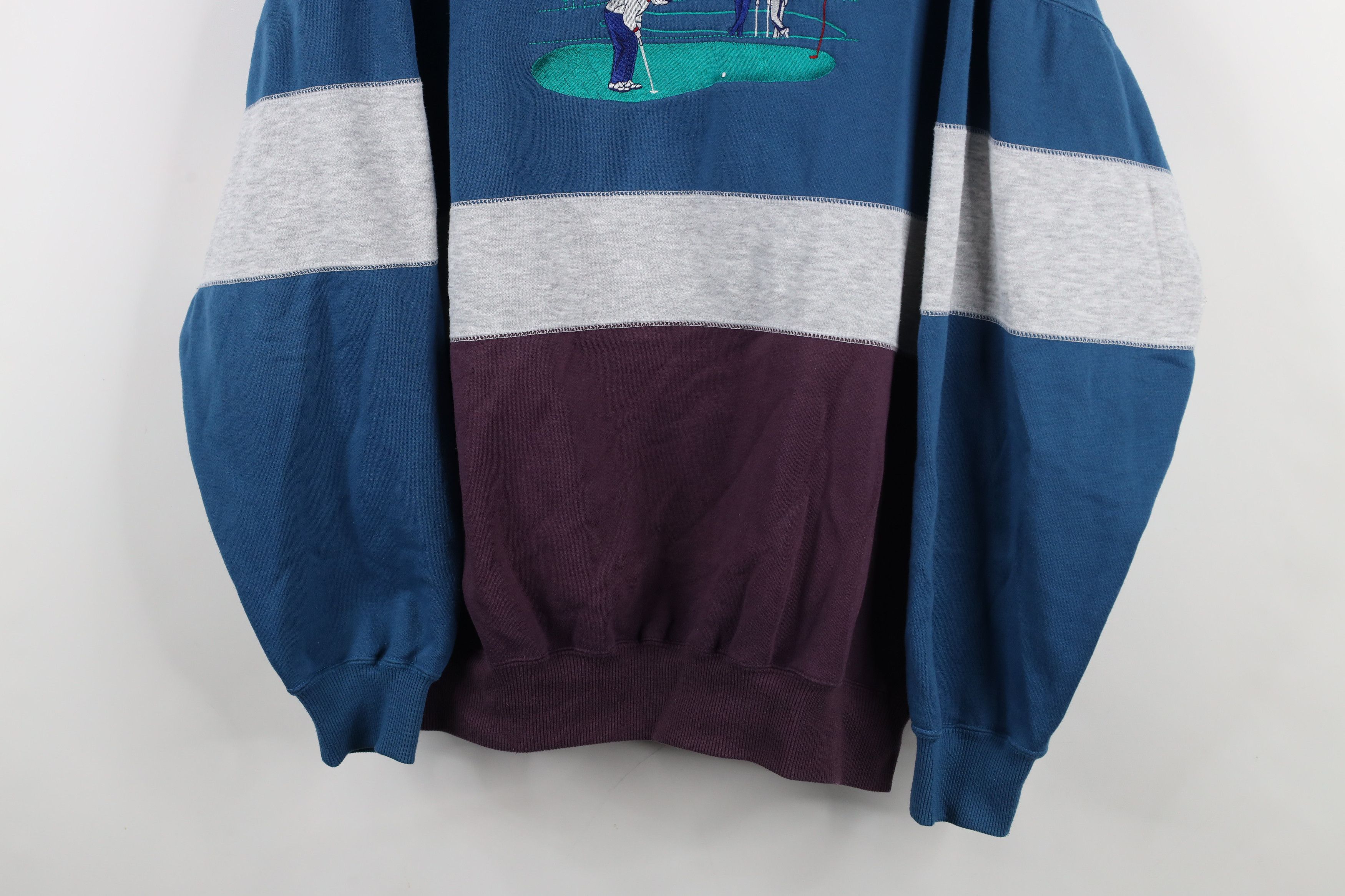 Vintage Vintage 90s Streetwear Striped Golf Mock Neck Sweatshirt Size US L / EU 52-54 / 3 - 3 Thumbnail