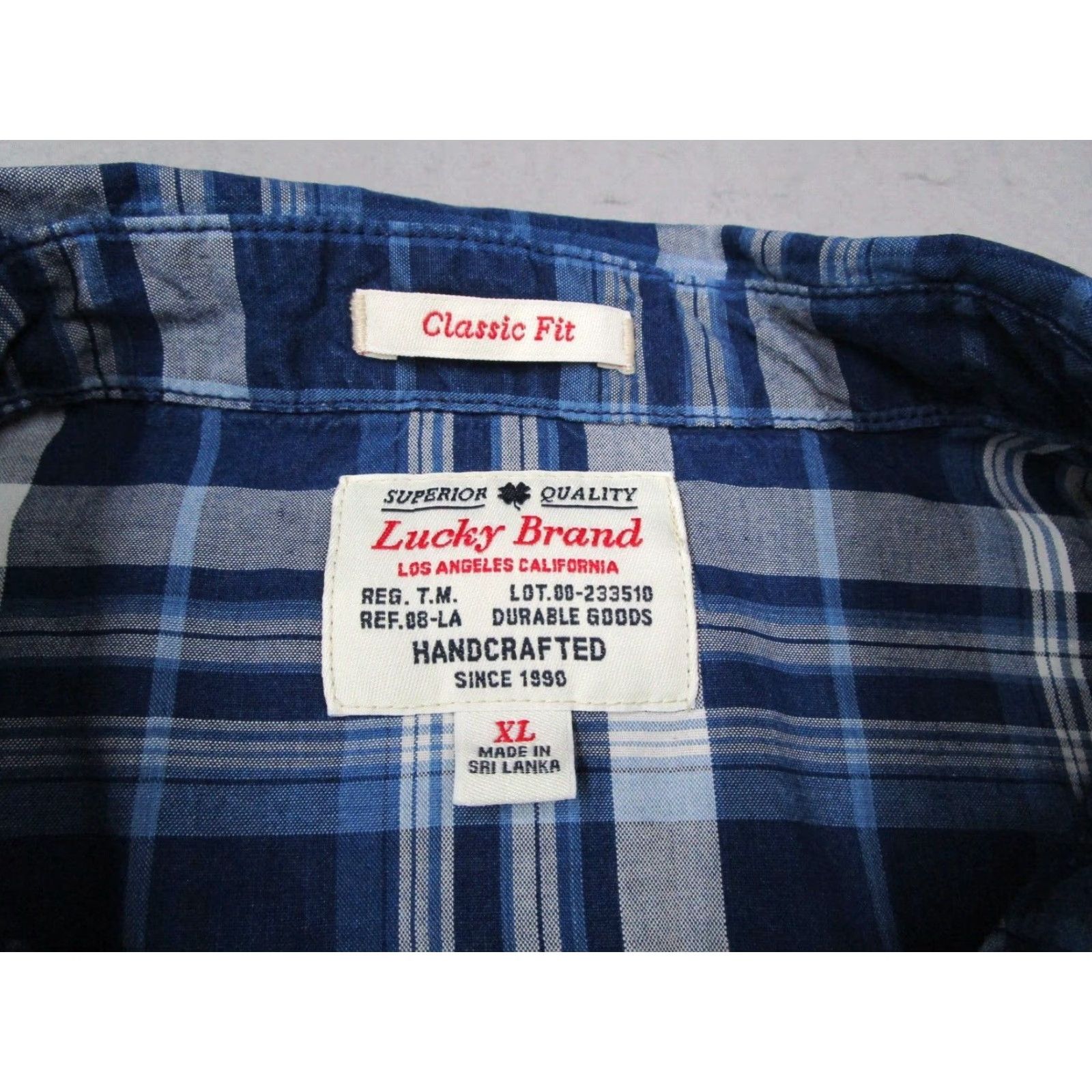 Lucky Brand VINTAGE Not Applicable Lucky Brand Men’s Blue Plaid Cotton Button-Up Shirt XL Casual Western Denim Size US XL / EU 56 / 4 - 3 Thumbnail