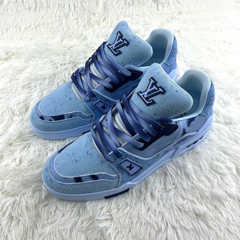 Louis Vuitton Denim Blue Trainer Sneakers for Men 0079