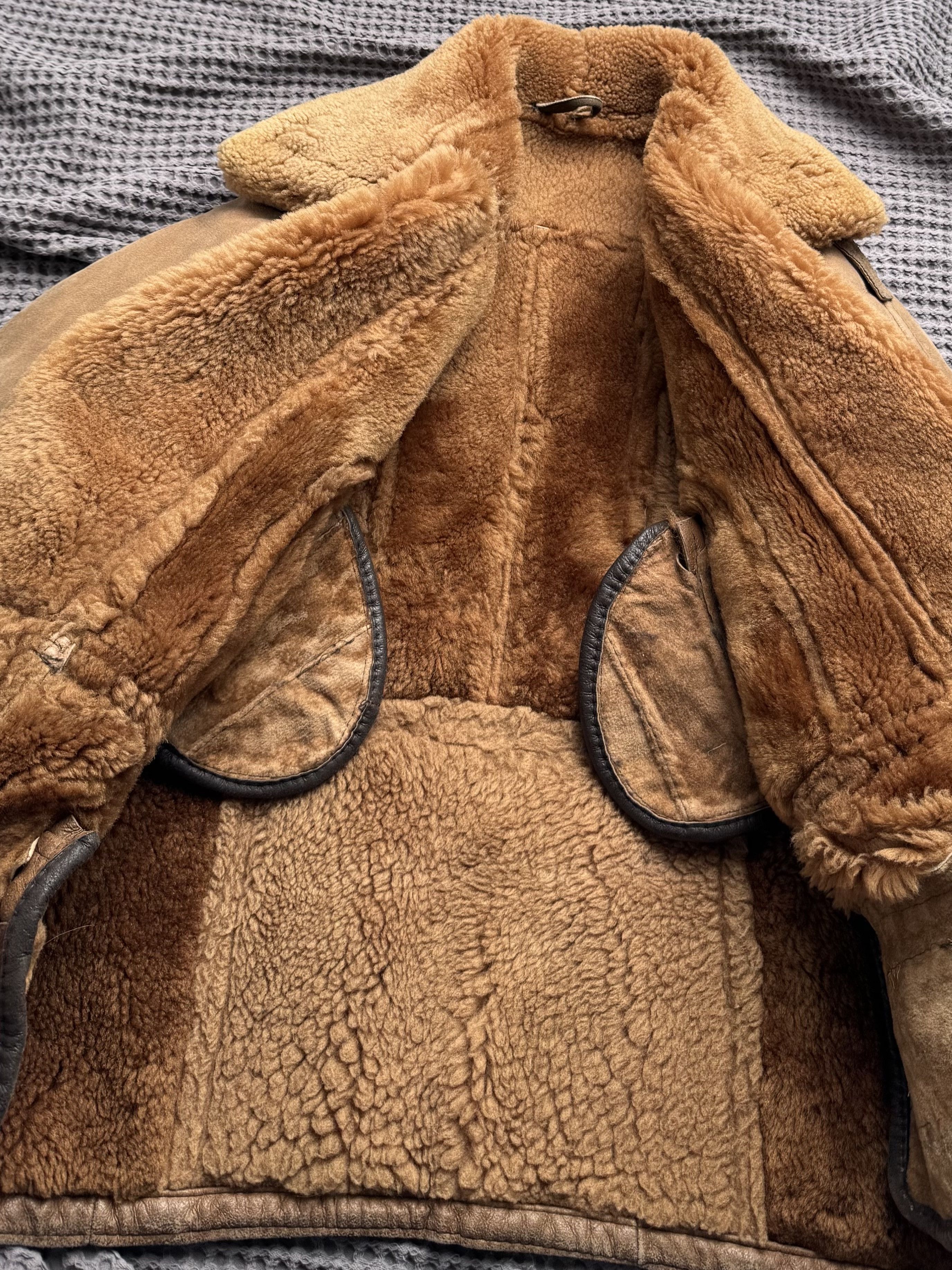 Vintage Vintage Real Shearling Sheepskin Aviator Coat Belted Jacket Size L / US 10 / IT 46 - 9 Thumbnail