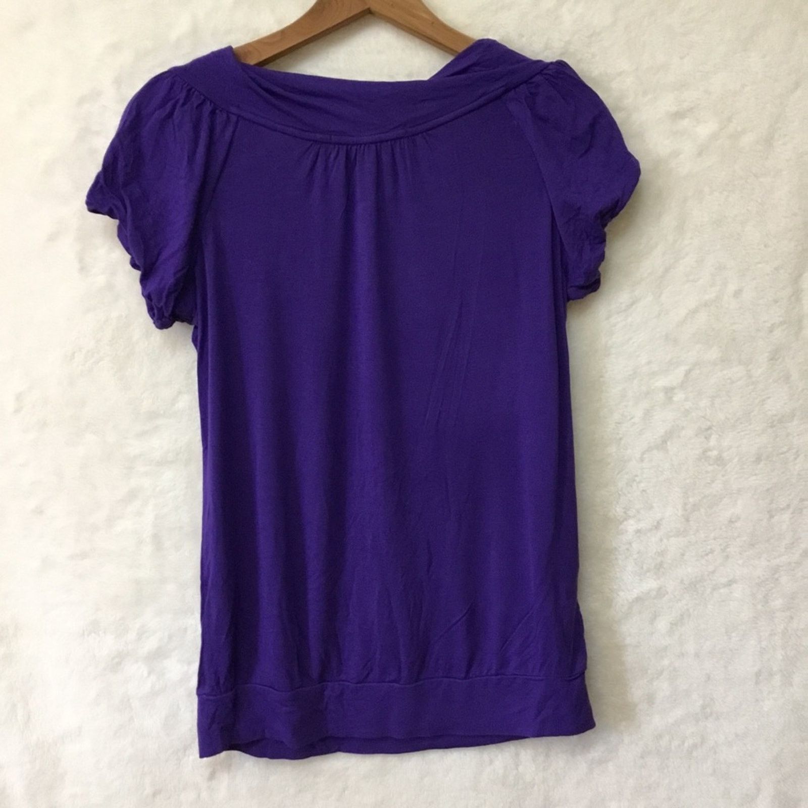 Bcbgmaxazria BCBGMaxAzria Purple Short Sleeve Top Size S / US 4 / IT 40 - 8 Thumbnail
