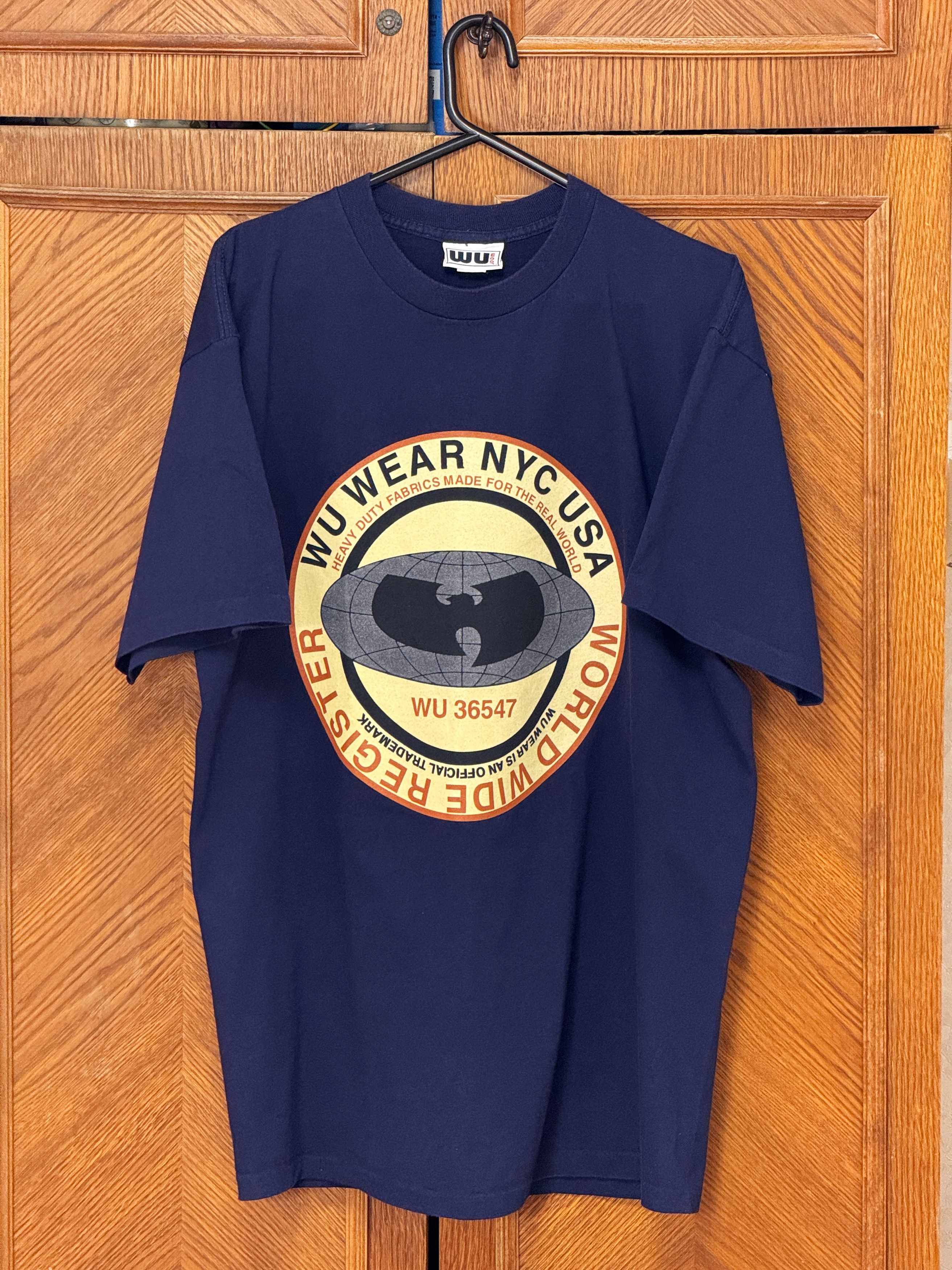 Vintage Wu-Tang T-Shirt Clan NYC USA Gza Rza Globe Logo