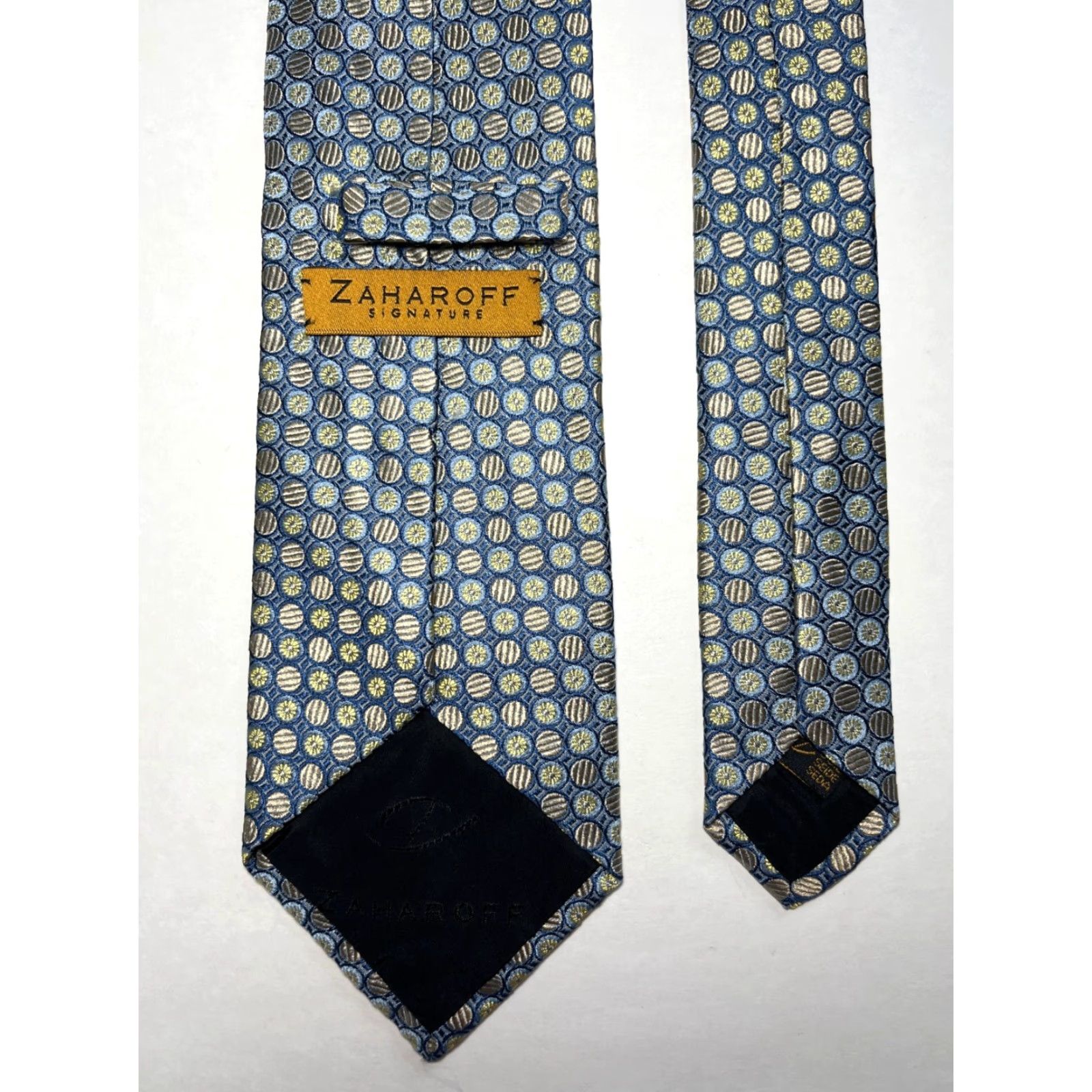 Vintage Zaharoff Signature Luxury Silk Tie Geometric Woven Made in Italy Size ONE SIZE - 6 Thumbnail