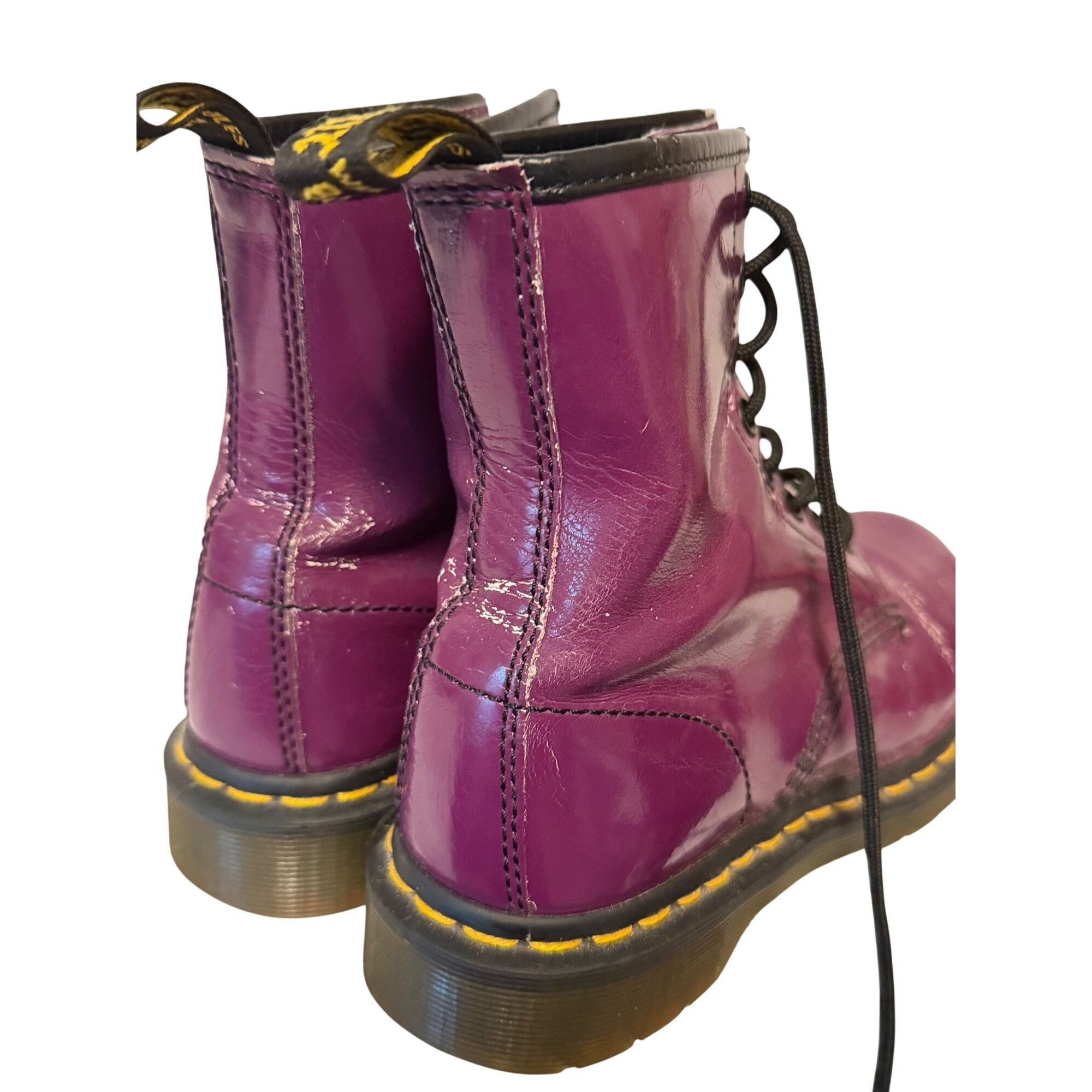 Dr. Martens Dr. Martens Purple Patent Combat Boots Womens Size 5 Lace-Up Size US 5 / IT 35 - 7 Thumbnail