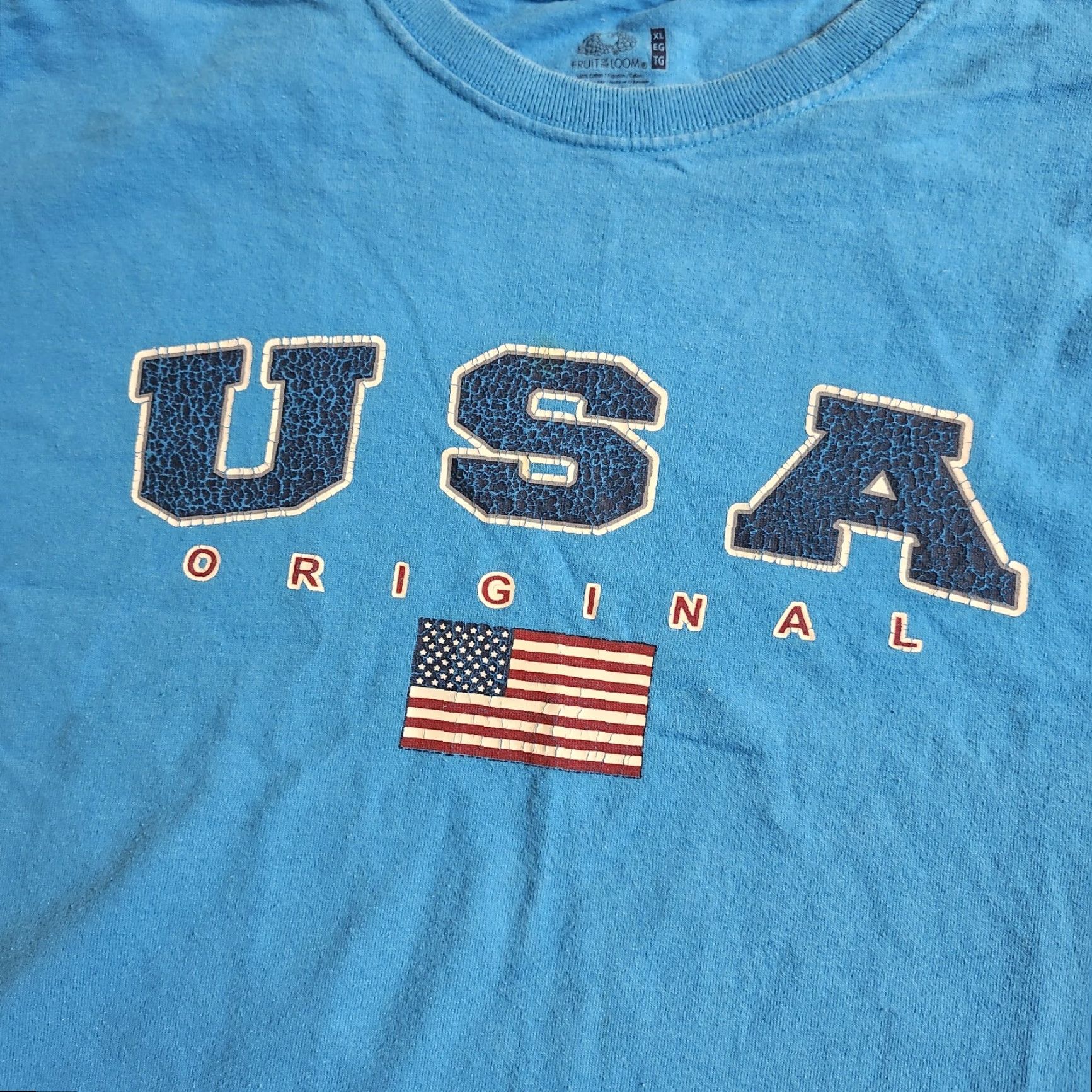 Fruit Of The Loom Fruit Of The Loom Men's XL Blue USA Original Shirt - T-Shirt, Short Sleeve, Cotton, Regular Fit, Solid, USA Theme, All Seasons Size US XL / EU 56 / 4 - 4 Thumbnail