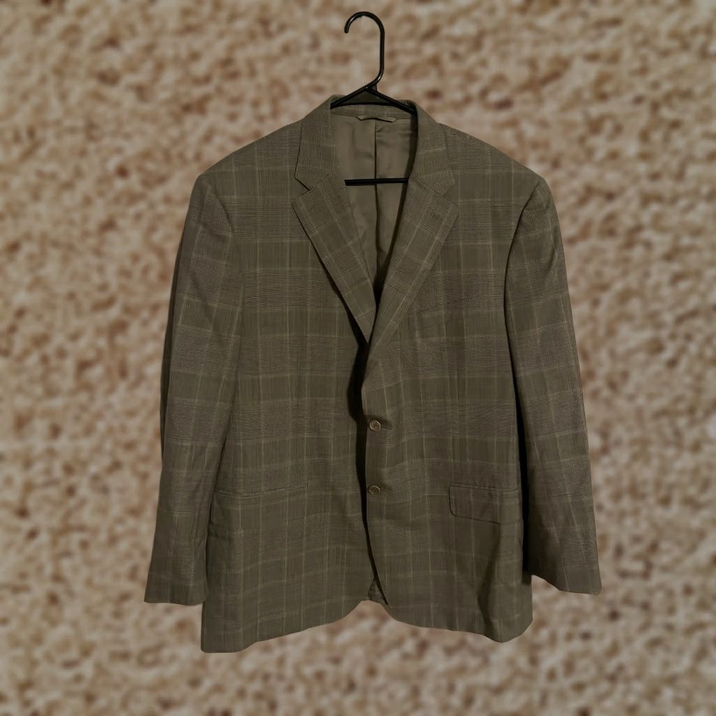 Canali VINTAGE Canali Blazer Jacket Men Wool Gray Houndstooth Plaid 2-Button Double-Vented 40R/48EU Italy Size 48R - 1 Thumbnail