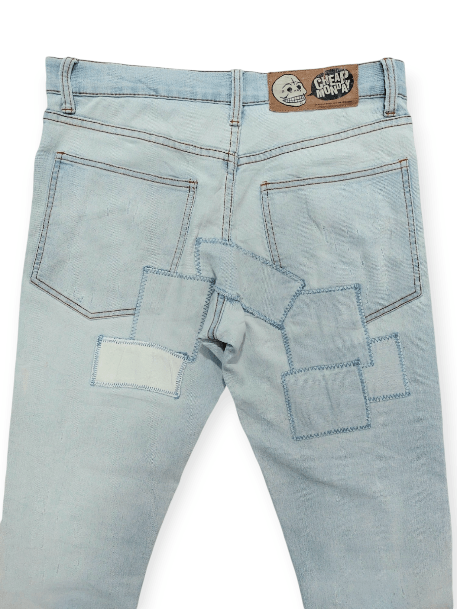 Cheap Monday Tartan Stitch Patchwork Thin Jeans