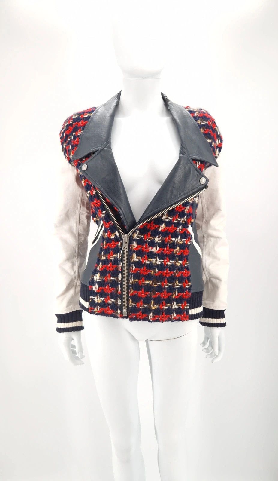 Junya Watanabe Junya Watanabe Tweed & Faux Leather Hybrid Biker Jacket Size M / US 6-8 / IT 42-44 - 2 Thumbnail