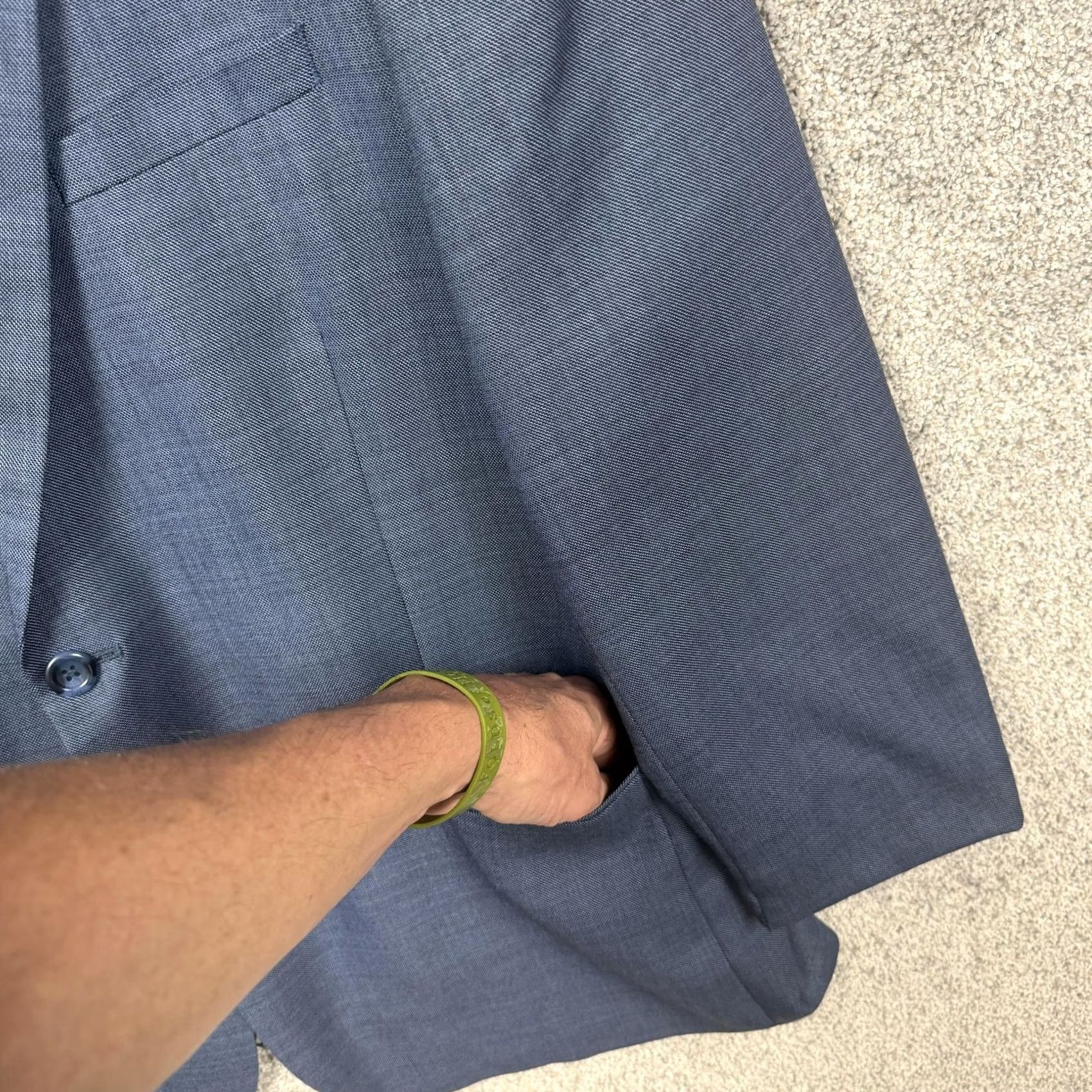 Pronto Uomo Prontomoda Blazer 46R Wool Blend Blue Single-Breasted 2-Button Notch Formal Business Mens - Vintage No - 46 Regular, 31/24 Size 46R - 6 Thumbnail
