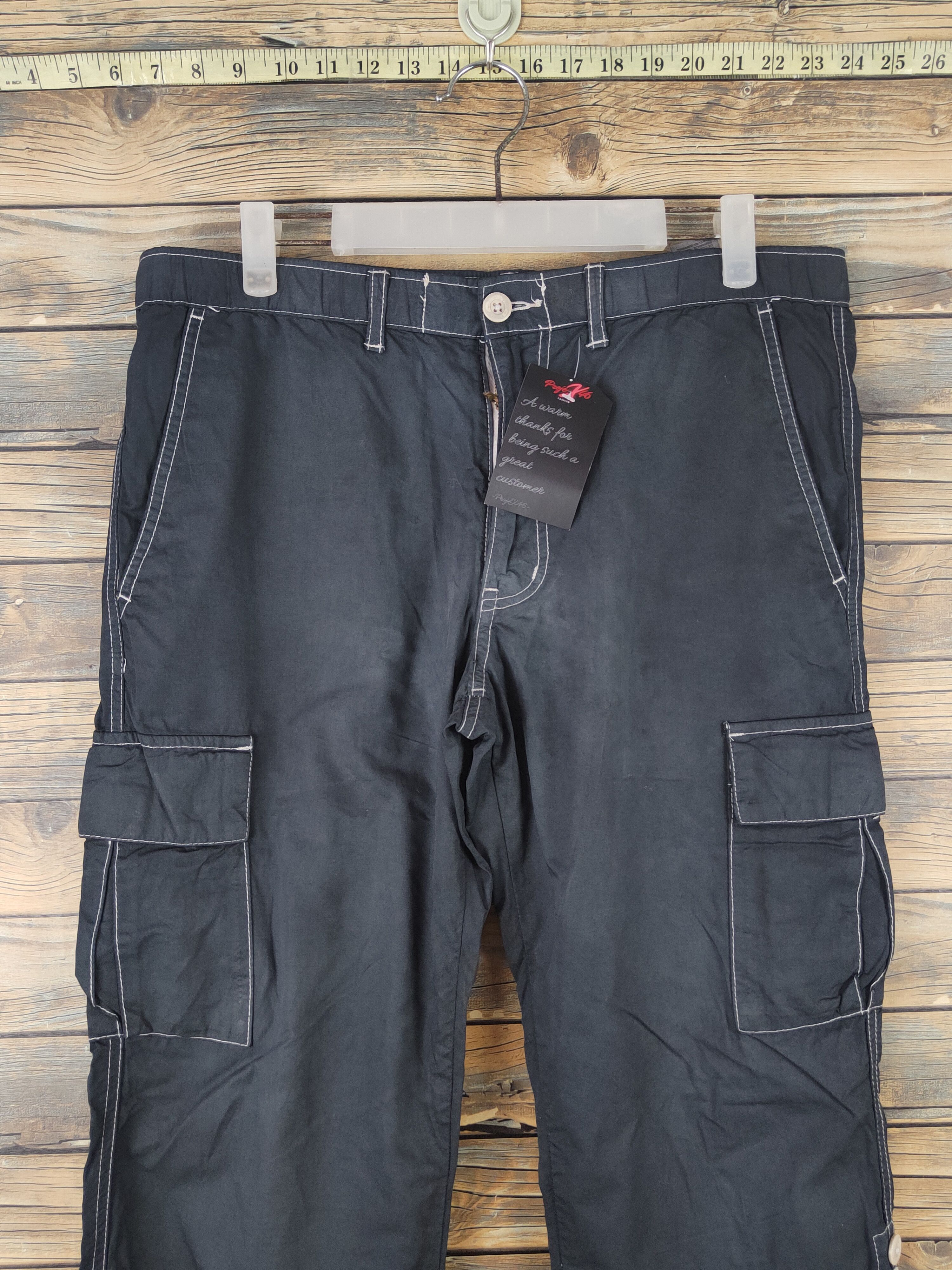 Japanese Brand DL Topvalu Black Multipocket Cargo Pants #46-093 Size US 32 / EU 48 - 2 Thumbnail