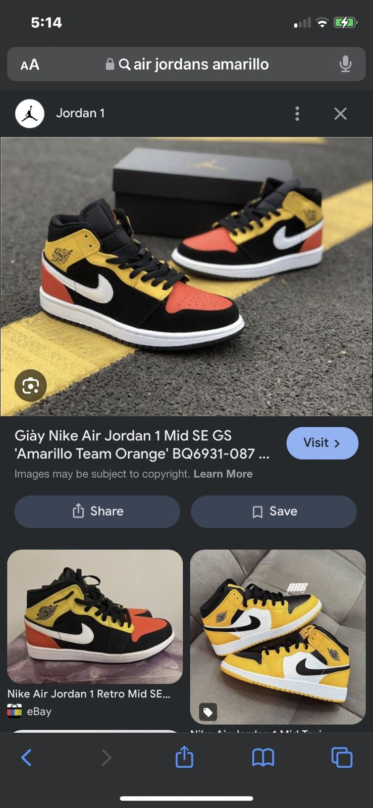 Nike Air Jordan mid amarillos Size US 5.5 / IT 35.5 - 7 Thumbnail