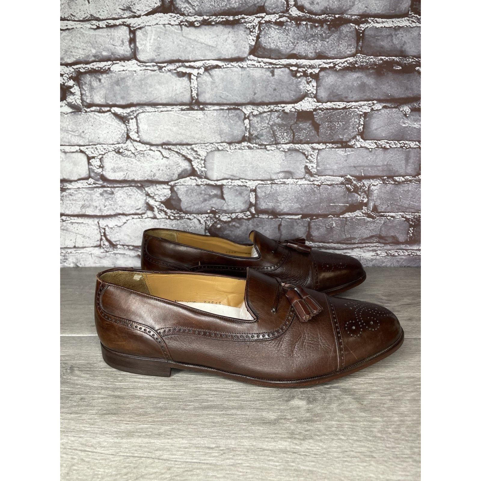 Mezlan Mezlan Havana Brown Leather WingTip Cap Toe Loafers Dress Sh Size US 11 / EU 44 - 4 Thumbnail