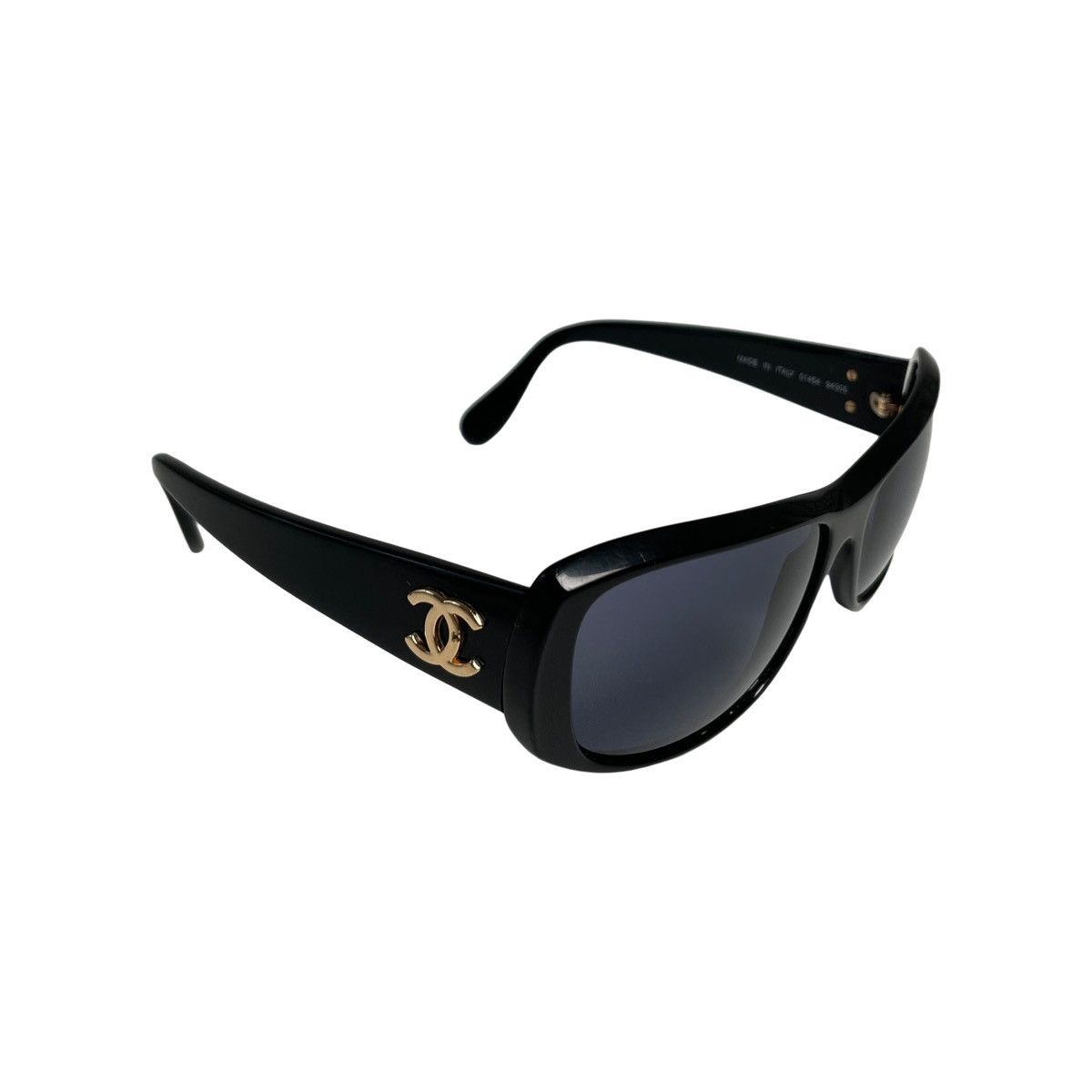 image of Chanel Black & Gold Cc Logo Sunglasses, Women's