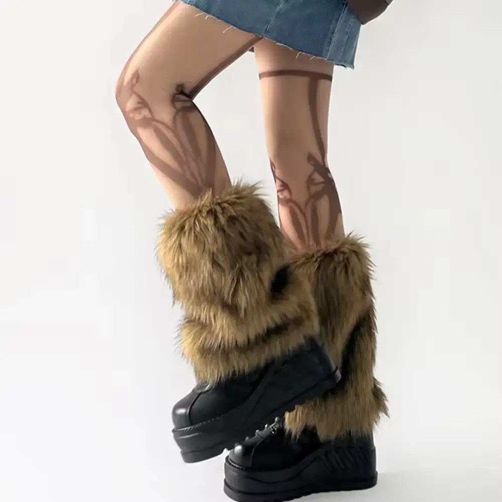 Japanese Brand Y2k Vintage Faux Fur Leg Warmer Sock Size ONE SIZE - 4 Thumbnail