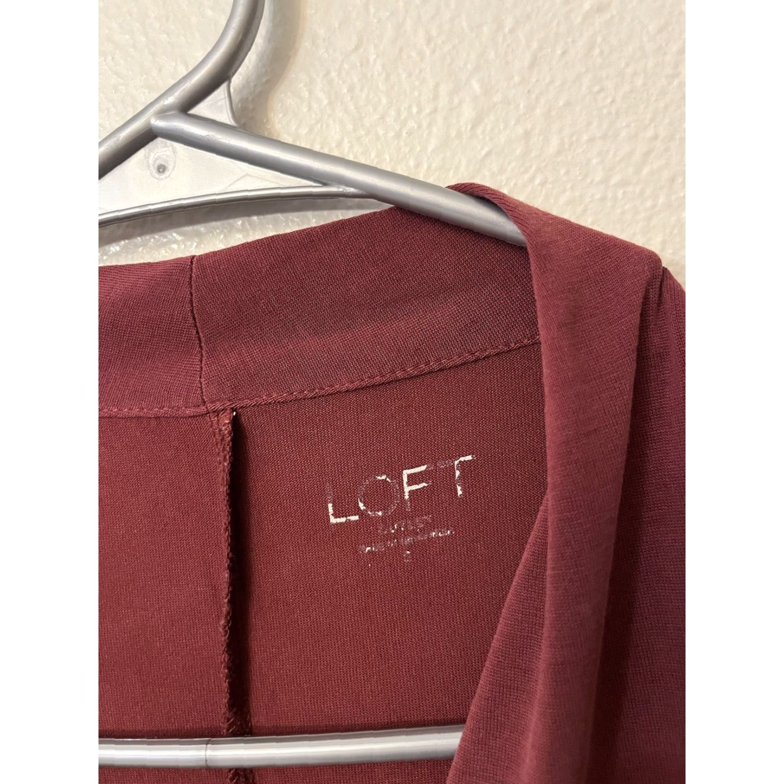 Loft Loft Shirt S Maroon Wrap Knotted Front Short Sleeve Flowy Oversized Tee Size 28" / US 6 / IT 42 - 2 Thumbnail