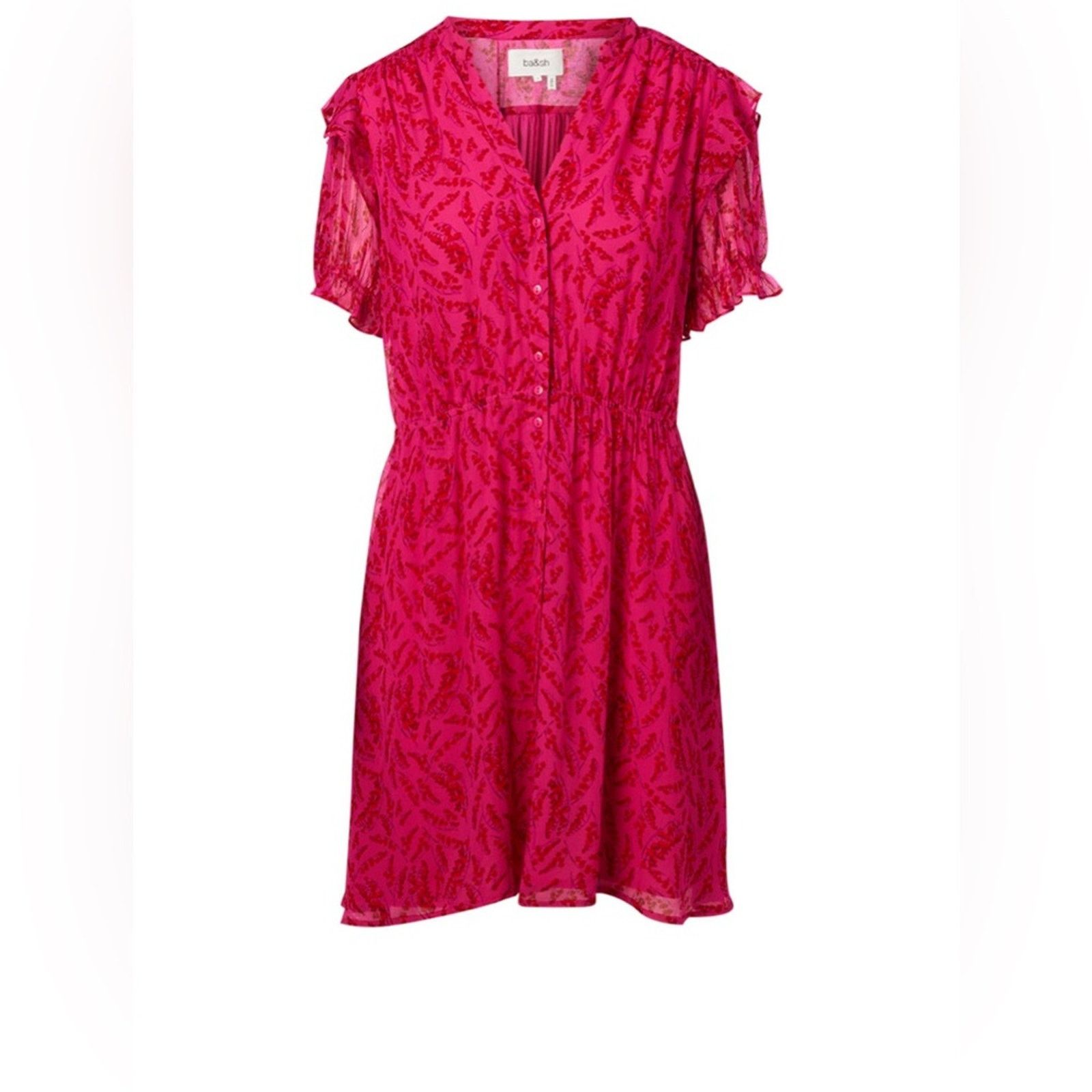 ba&sh BA&SH Matcha Printed Pink Mini Dress S Size S / US 4 / IT 40 - 1 Thumbnail