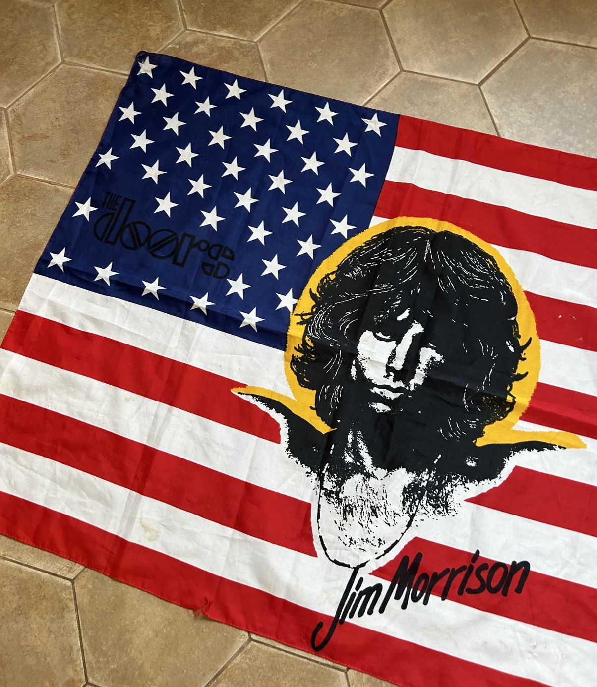 Vintage THE DOORS VINTAGE FLAME flag scarf Size ONE SIZE - 4 Thumbnail