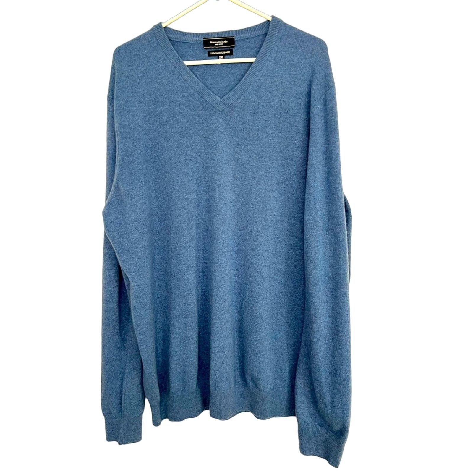 Enzo Mantovani Mantovani Studio Italian Cashmere Sweater Blue Made in Italy Size US XXL / EU 58 / 5 - 1 Thumbnail