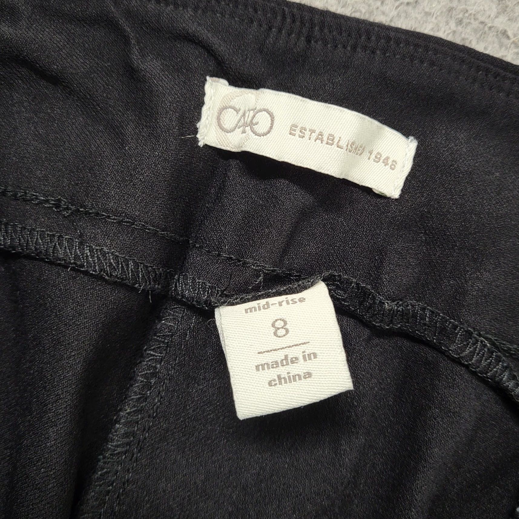 Vintage Cato Dress Pants Women's 8 Black Stretch Flat Front Mid Rise Straight Leg Pants Size 30" / US 8 / IT 44 - 2 Thumbnail