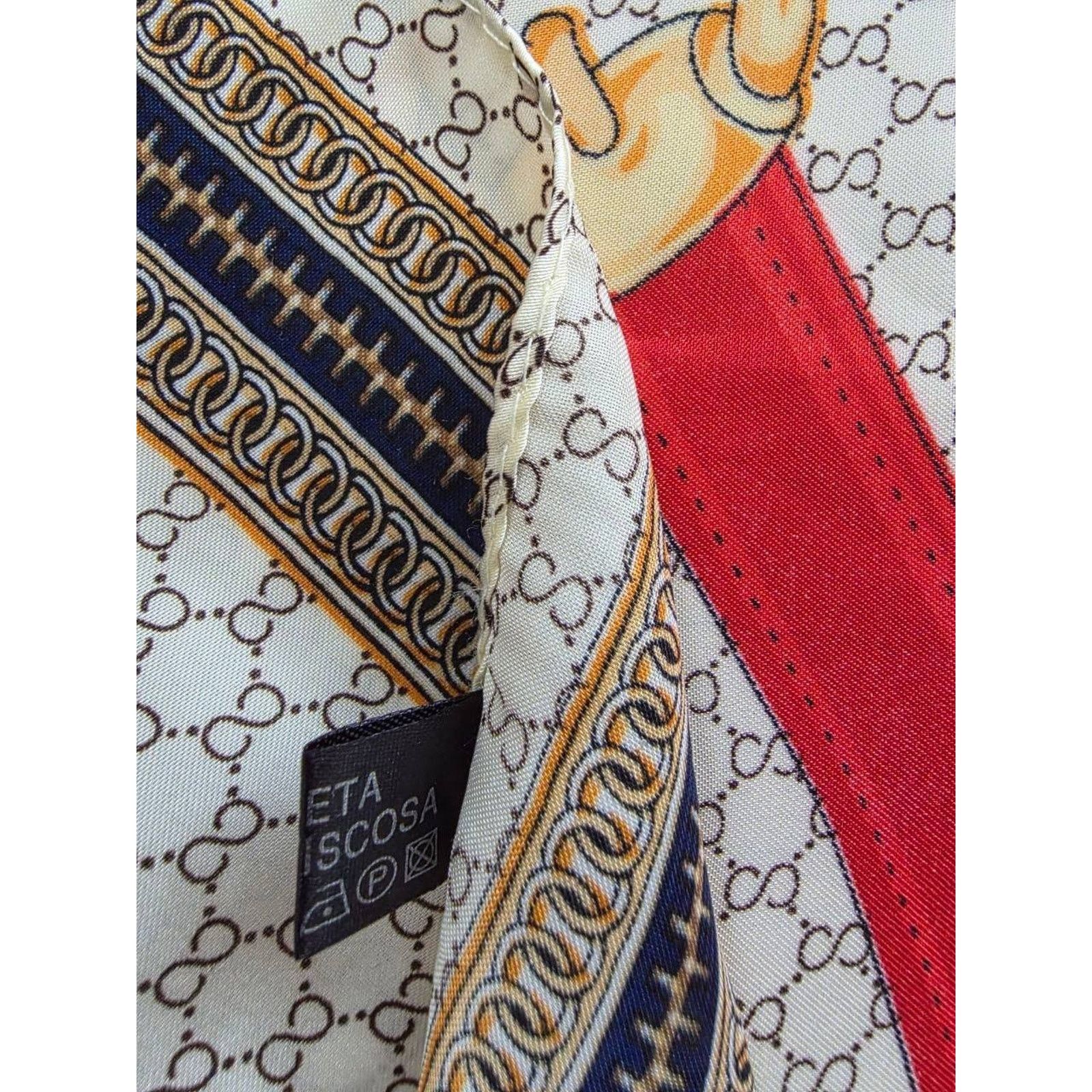 & Other Stories Vintage Silk Long Cream Strap & Chain Print Scarf A001506 Size 26 - 5 Thumbnail