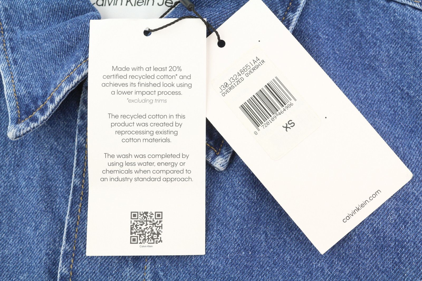 Calvin Klein XS Denim Blue Trucker Oversized Snap Buttons Jacket 85024 Size US XS / EU 42 / 0 - 10 Thumbnail