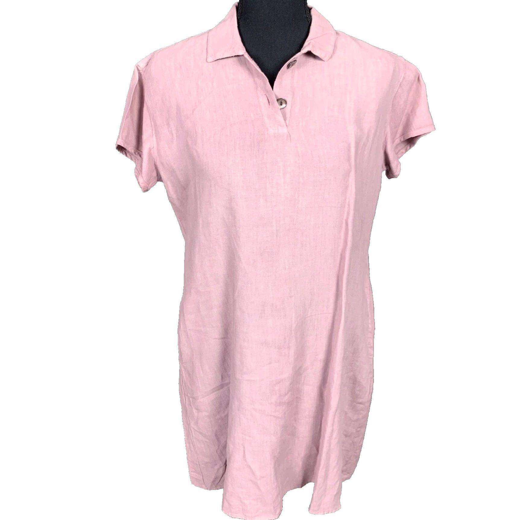 Vintage Kleen Dusty Lavender Purple Tunic Short Sleeve Linen Dress Pockets Small Women Shirt? Size 28" / US 6 / IT 42 - 2 Thumbnail