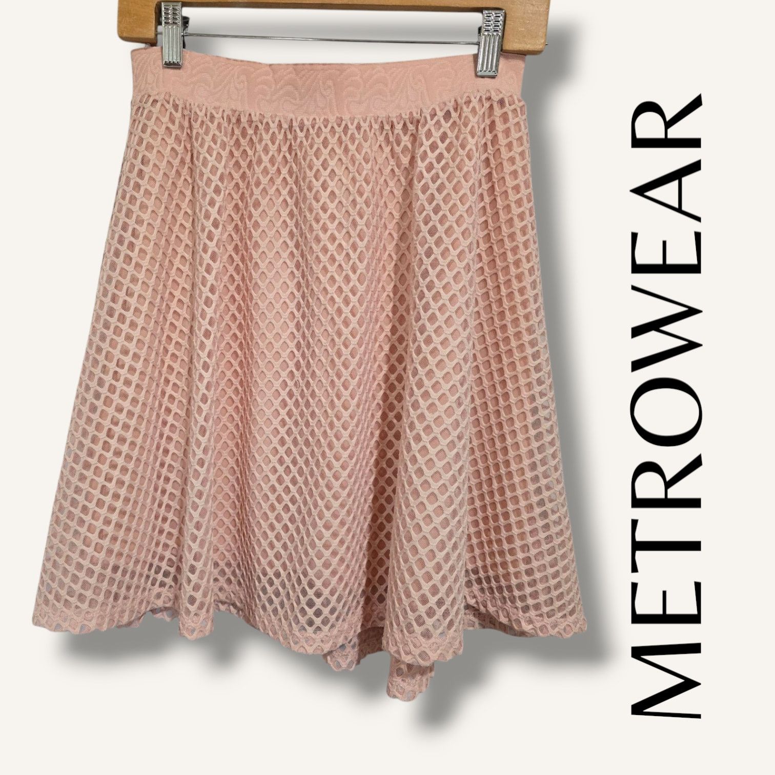 Other Metro Wear Women’s Dusty Pink Lace Overlay Skater Skirt Size 26" / US 2 / IT 38 - 8 Thumbnail