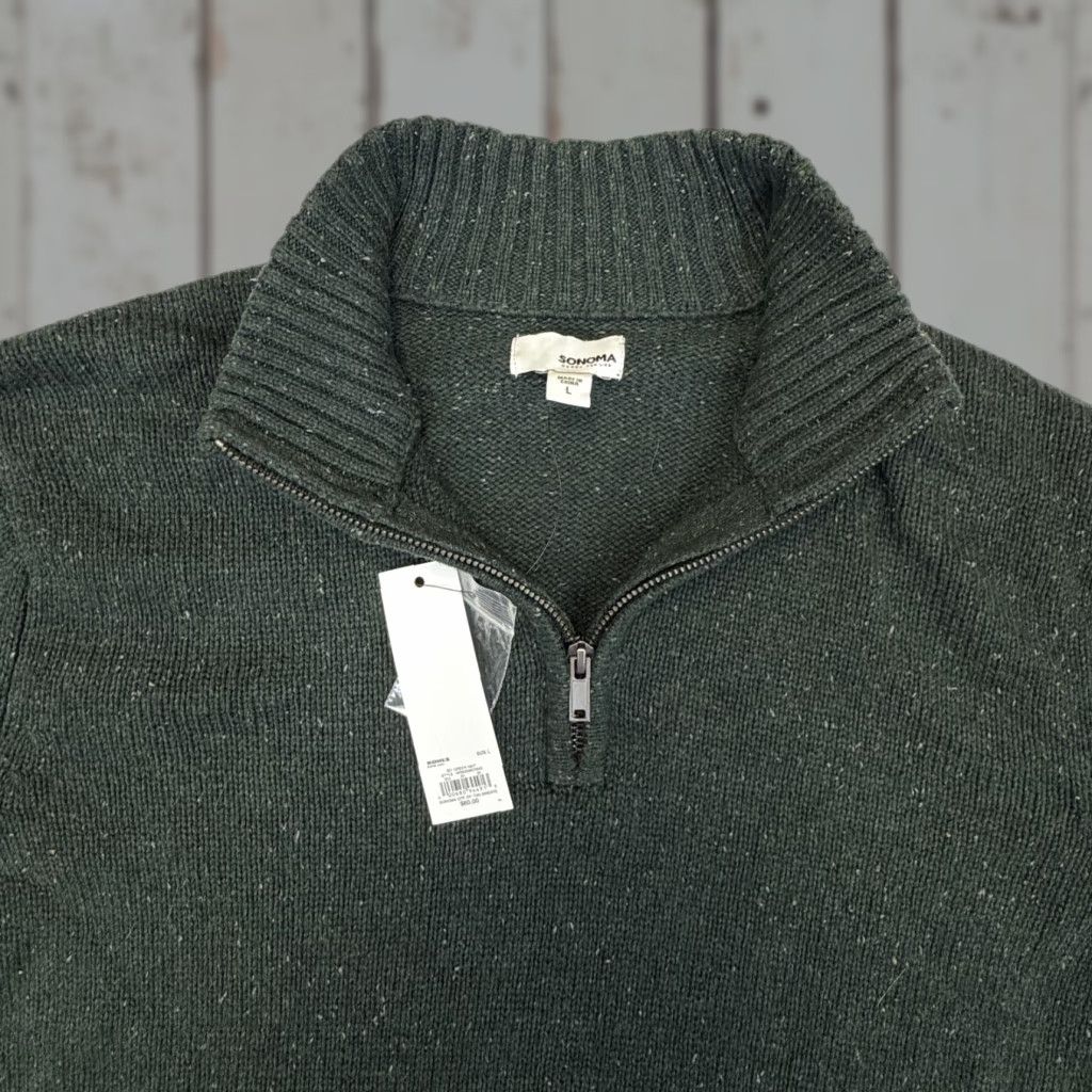 Vintage Sonoma Sweater Mens Large Green Quarter Zip Mock Neck Knit Pullover Casual Size US L / EU 52-54 / 3 - 1 Thumbnail