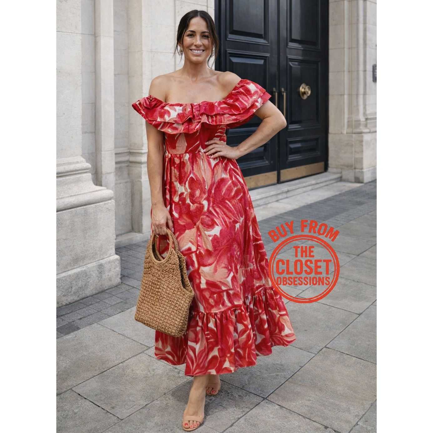 Zara ZARA Red Ruffled Maxi Dress NWT Size S / US 4 / IT 40 - 1 Thumbnail