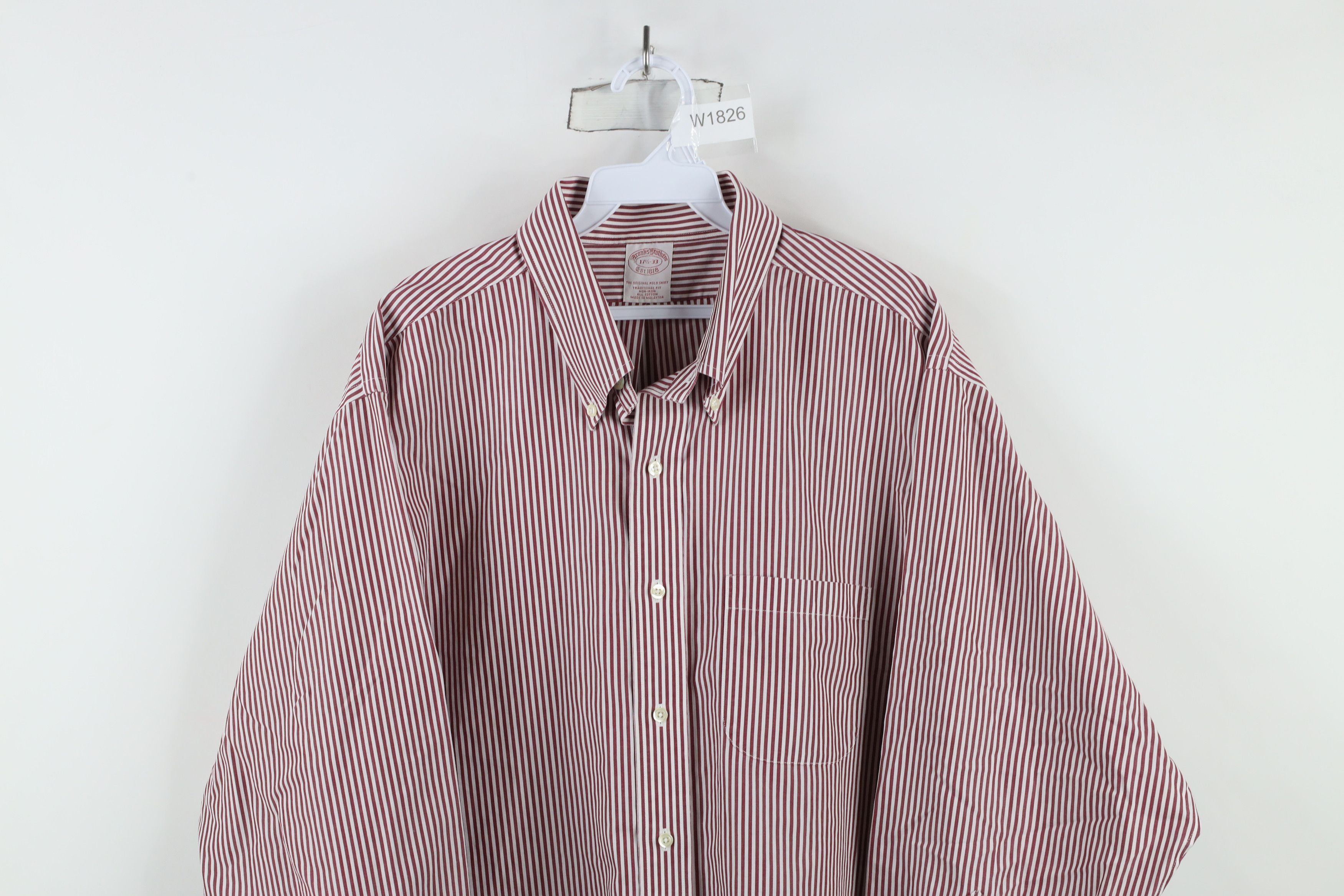 Brooks Brothers × Vintage Vintage 90s Brooks Brothers Striped Button Down Shirt Red Size US L / EU 52-54 / 3 - 2 Thumbnail