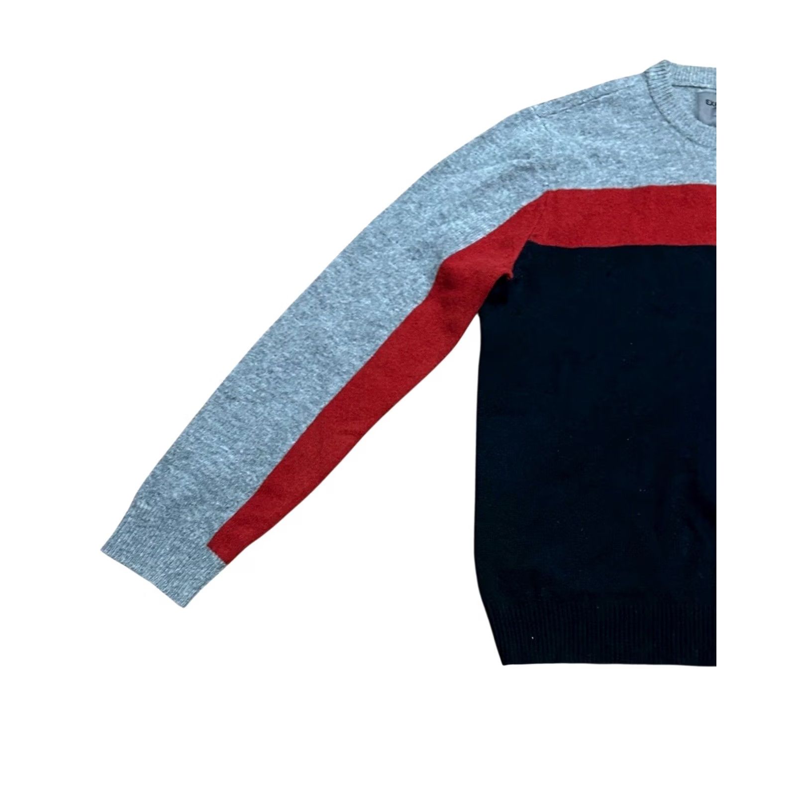 Express Express Black - Red 100% Lambs Wool Men XL Pullover Long Sleeve Sweater Shirt Knit Logo Pattern Striped Cable Woolen Crew Neck Fall Winter Mens Size US XL / EU 56 / 4 - 2 Thumbnail