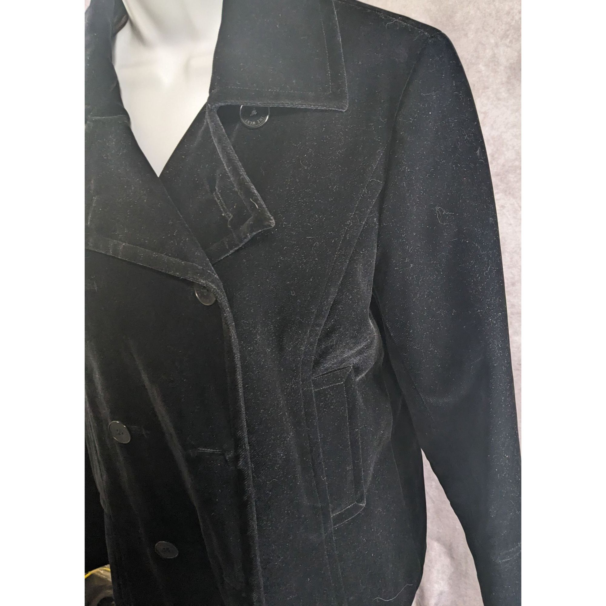 Nine West Nine West Black Velvet Double-Breasted Peacoat Medium Quilte Size M / US 6-8 / IT 42-44 - 8 Thumbnail