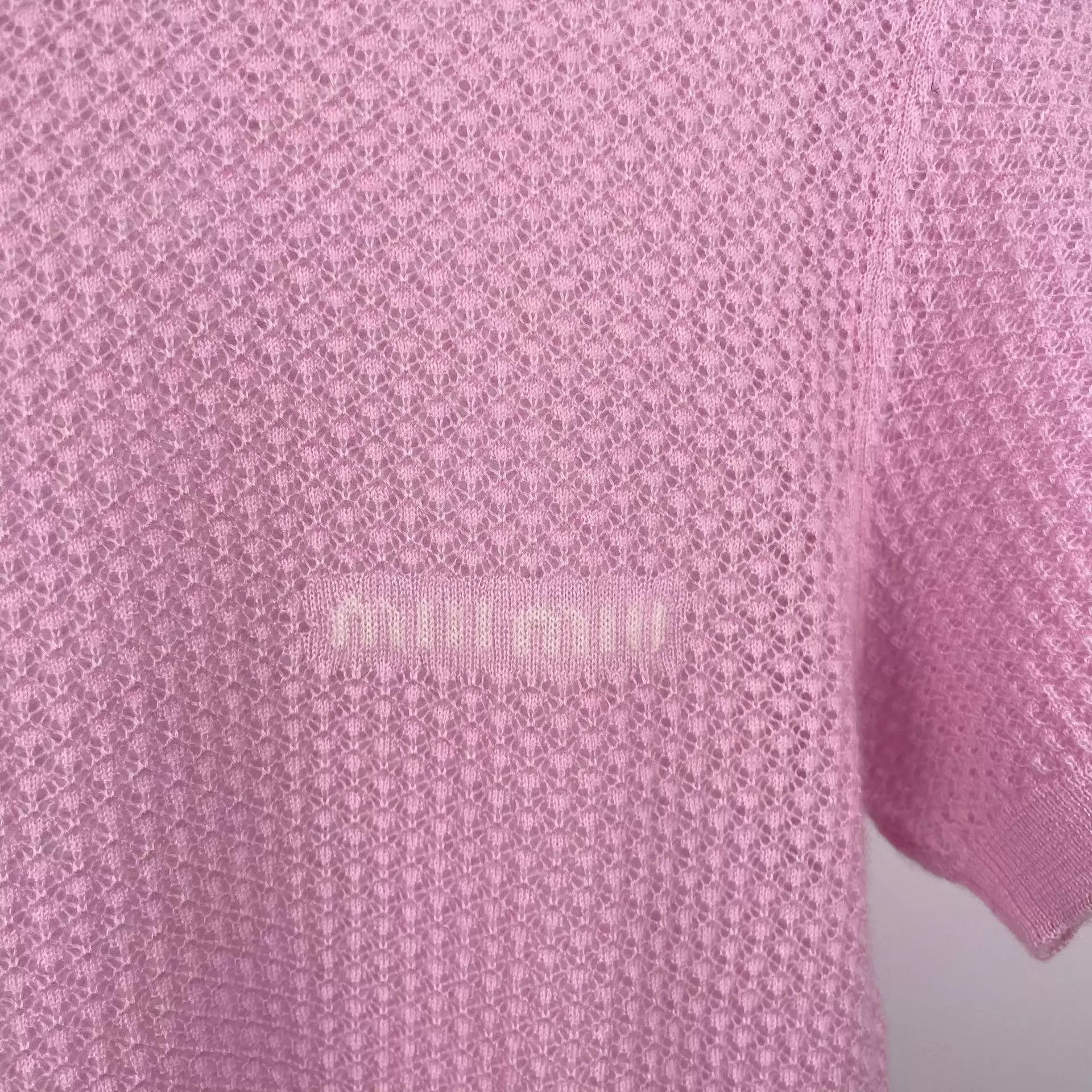 Miu Miu MIU MIU women's knit short sleeve pink 38 Size S / US 4 / IT 40 - 9 Thumbnail