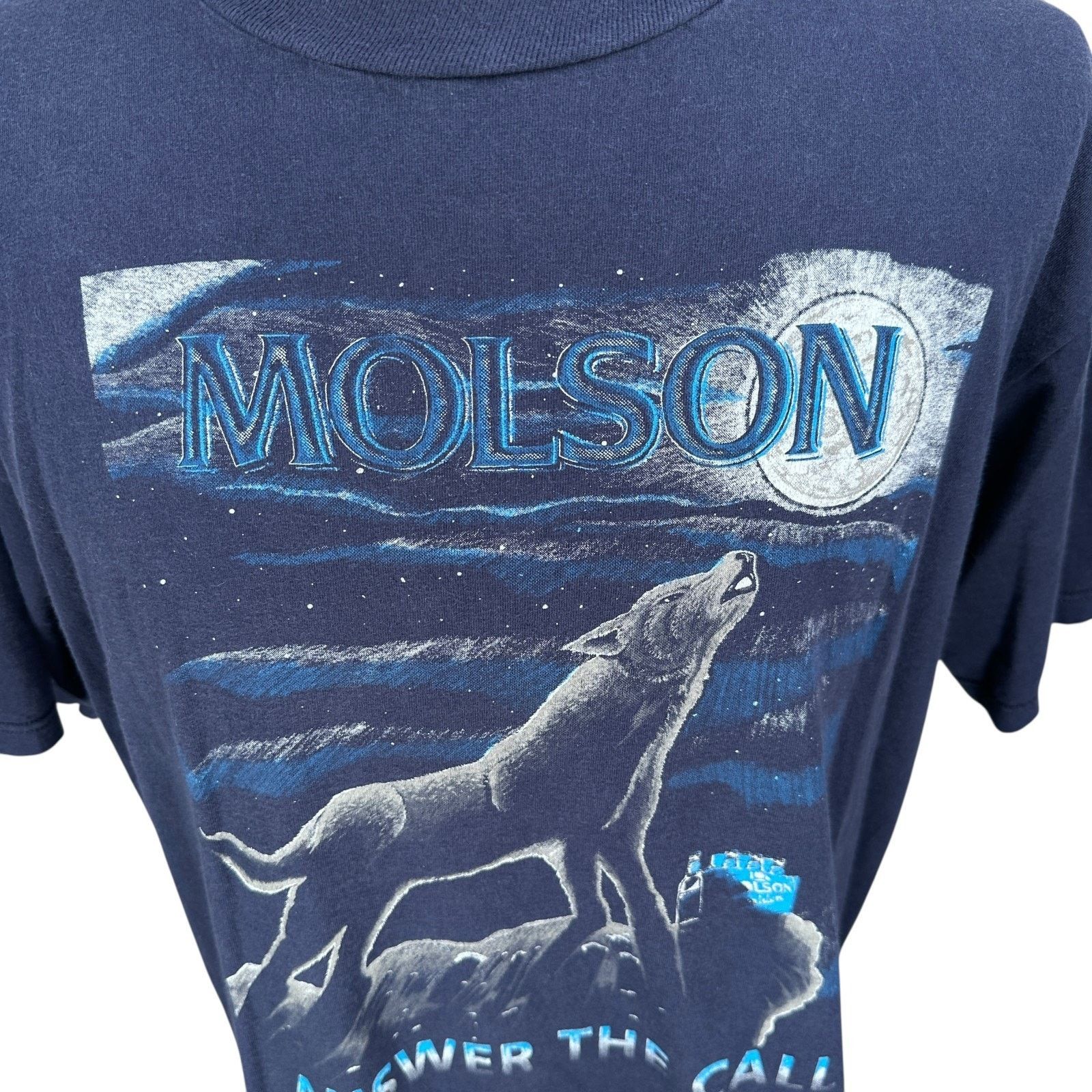 Jerzees Molson Answer The Call Wolf T-Shirt Men 2X Blue Short Sleeve Size US XXL / EU 58 / 5 - 2 Thumbnail