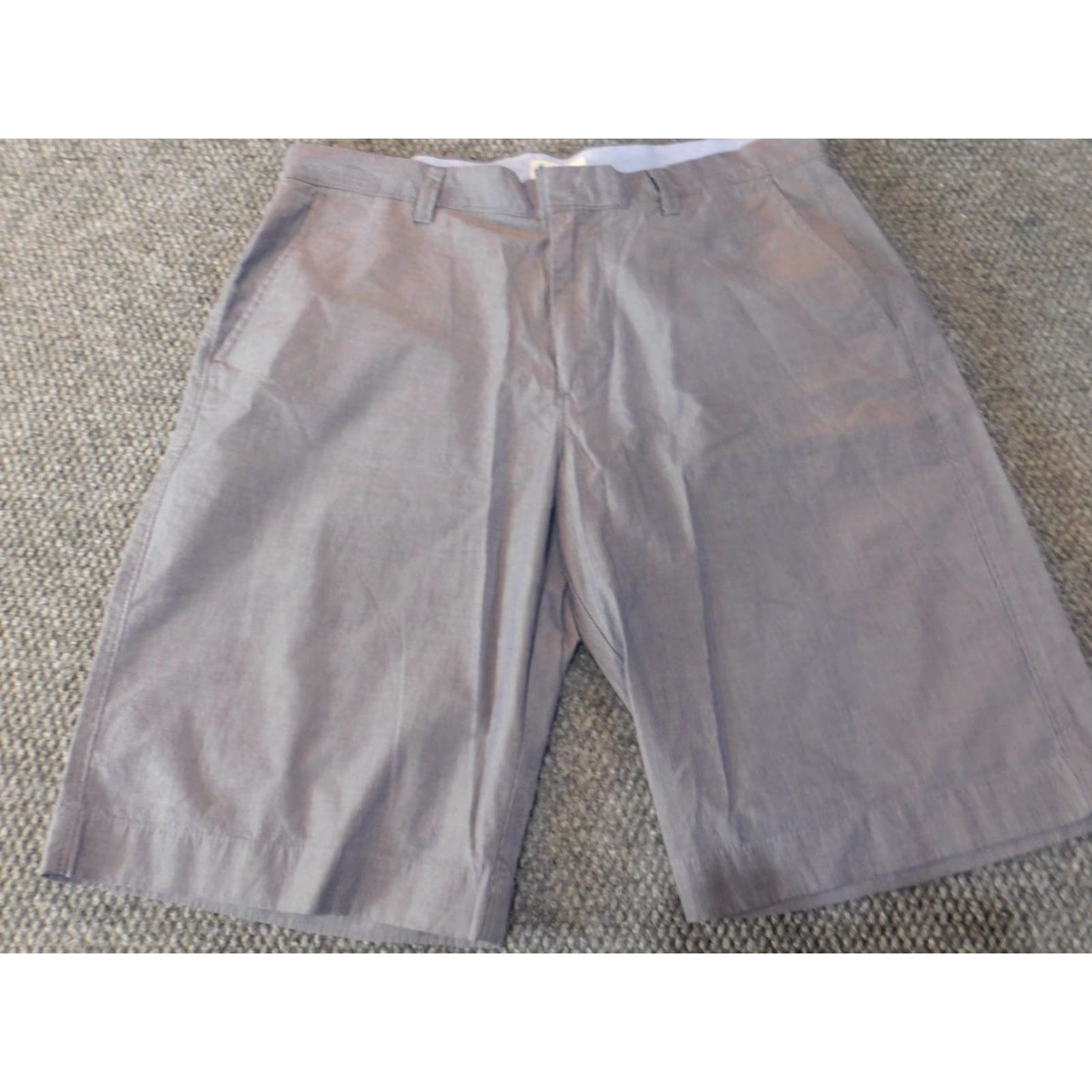 J.Crew J.CREW Mens Shorts 31 blue striped regular chino Flat Front Cotton Run? (Oops) Size US 31 - 3 Thumbnail