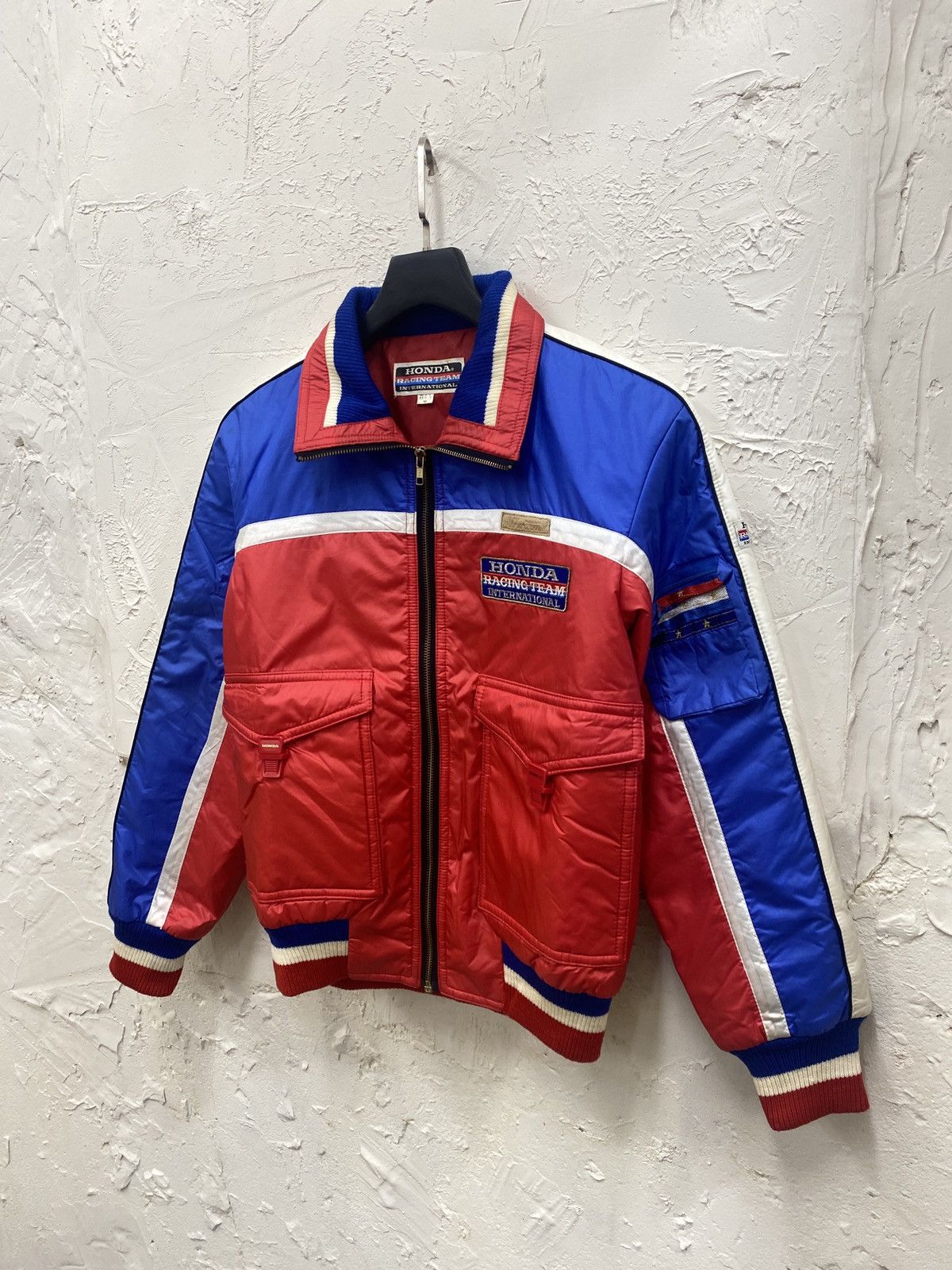 image of 1980S Honda Racing Team International Jacket in Blue/Red/White, Men's (Size Medium)