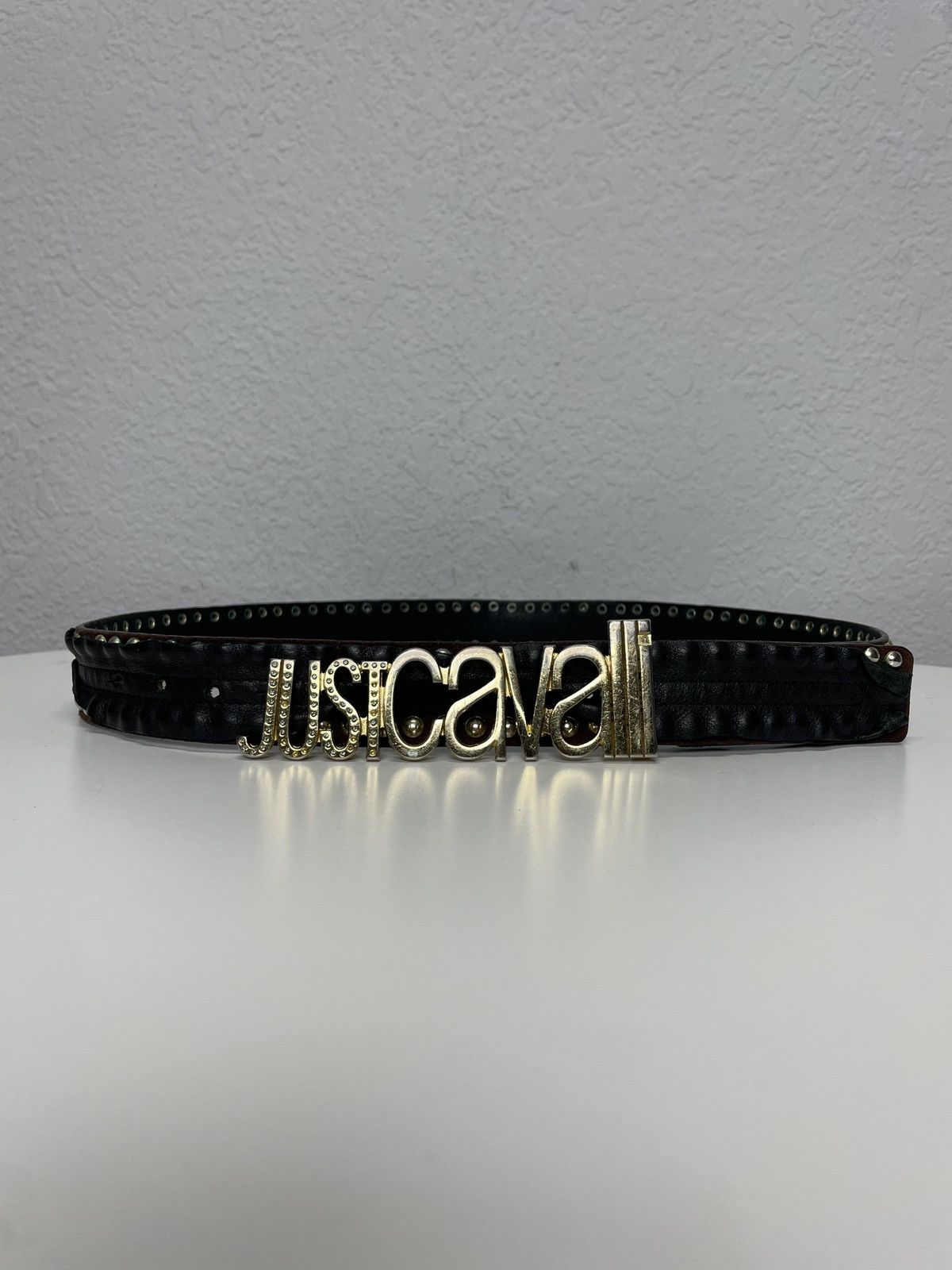 Roberto Cavalli Vintage Y2K Just Cavali Black Metal Leather Buckle Belt Size ONE SIZE - 9 Thumbnail