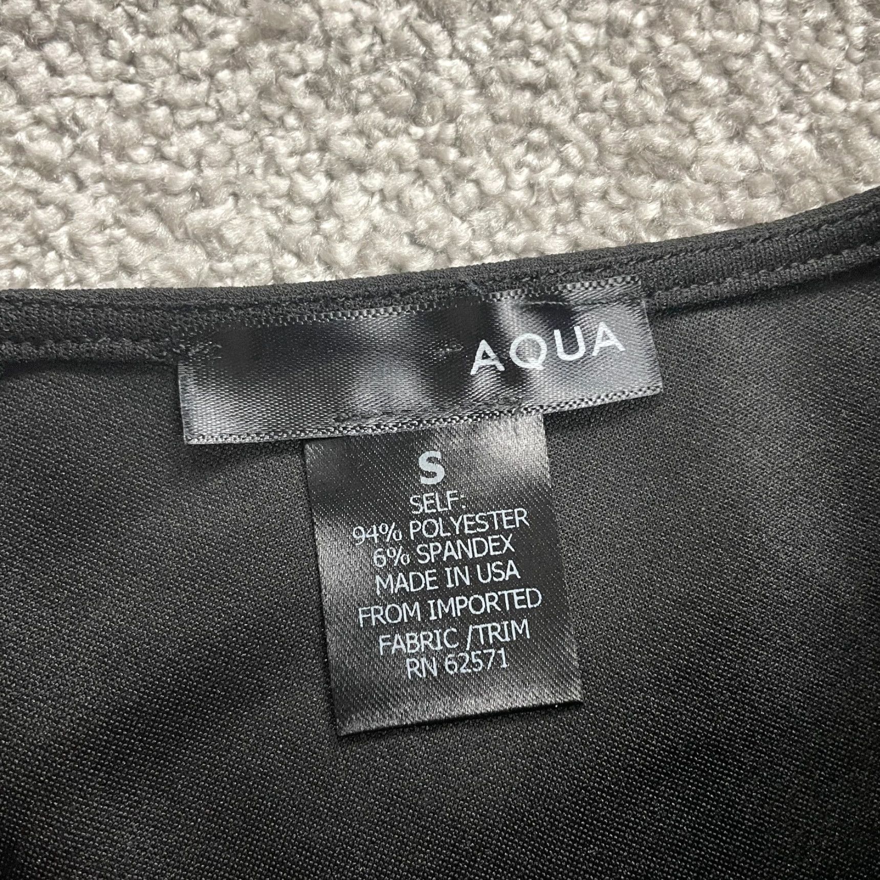 AQUA Aqua A-Line Dress Womens Small Black Short Sleeve Knee Length Size 28" / US 6 / IT 42 - 5 Thumbnail