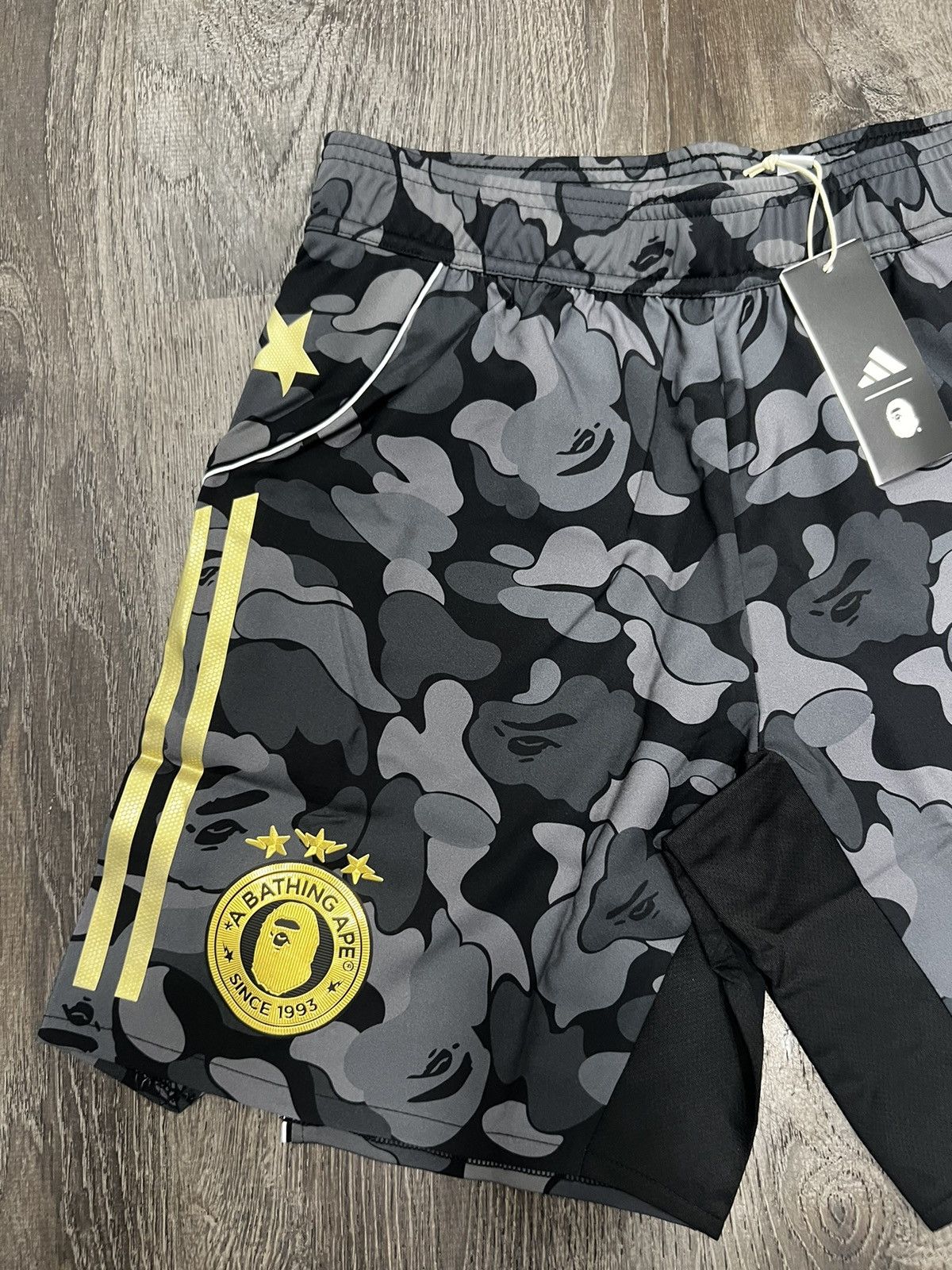 Adidas × Bape Adidas x Bape Football Slim Shorts Black SZ XL & XXL Size US 37 - 2 Thumbnail