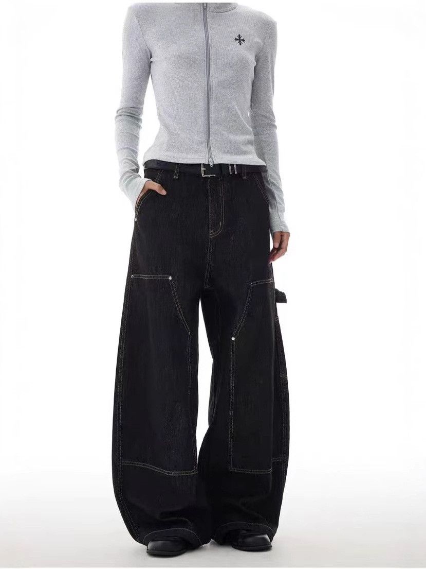 Japanese Brand Retro Men's Loose Casual Wide-Leg Workwear Curved Jeans Size US 32 / EU 48 - 5 Thumbnail