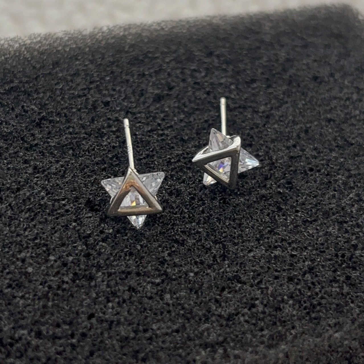 Other Small Geometric Triangle CZ Stud Earrings for Men Women Size ONE SIZE - 4 Thumbnail