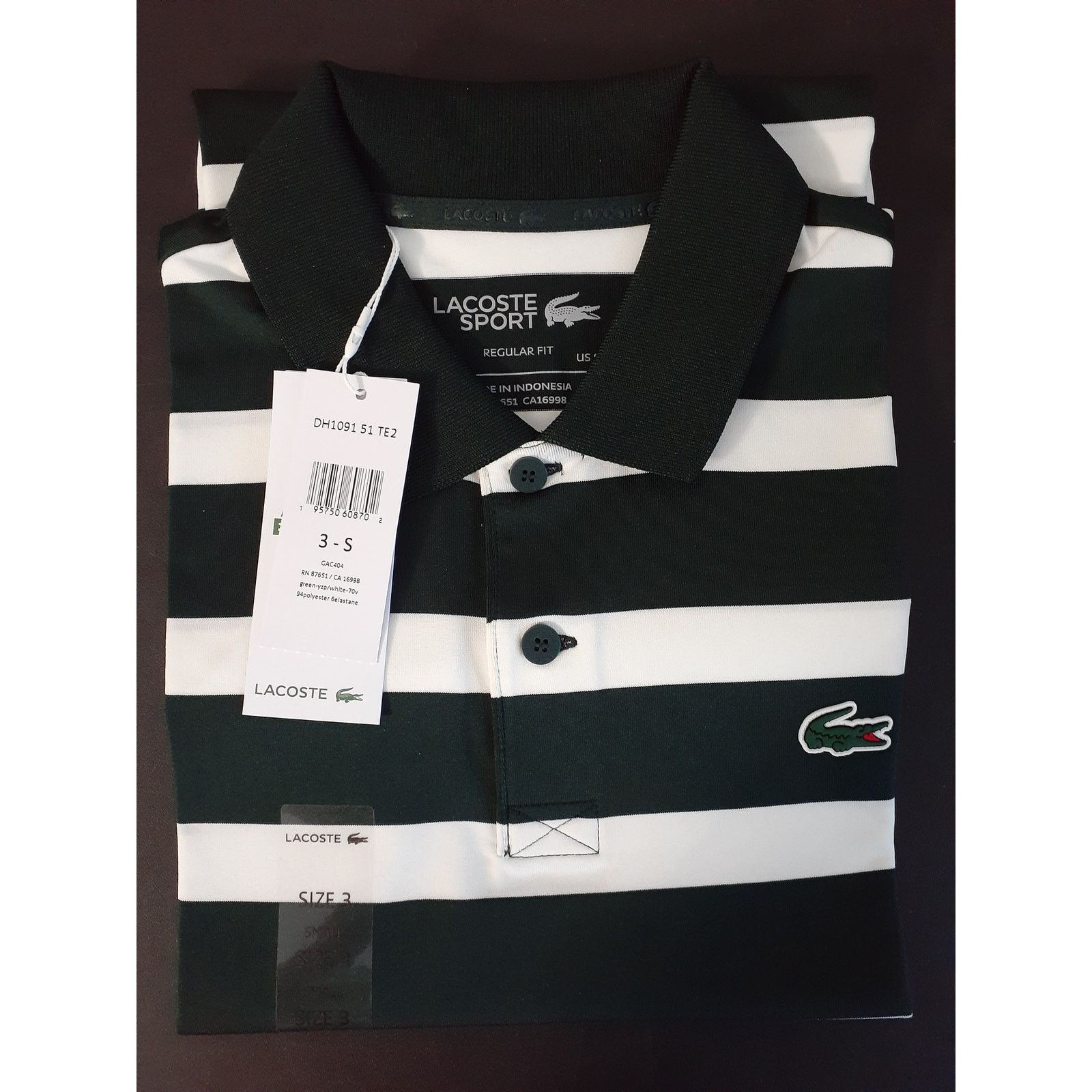 Lacoste Lacoste Men's Striped Golf Polo Shirt S Green/White Size US S / EU 44-46 / 1 - 2 Thumbnail