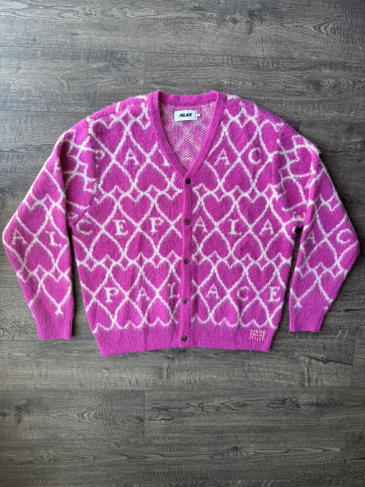 Palace Palace Hairy Heart Knit Cardigan | Grailed