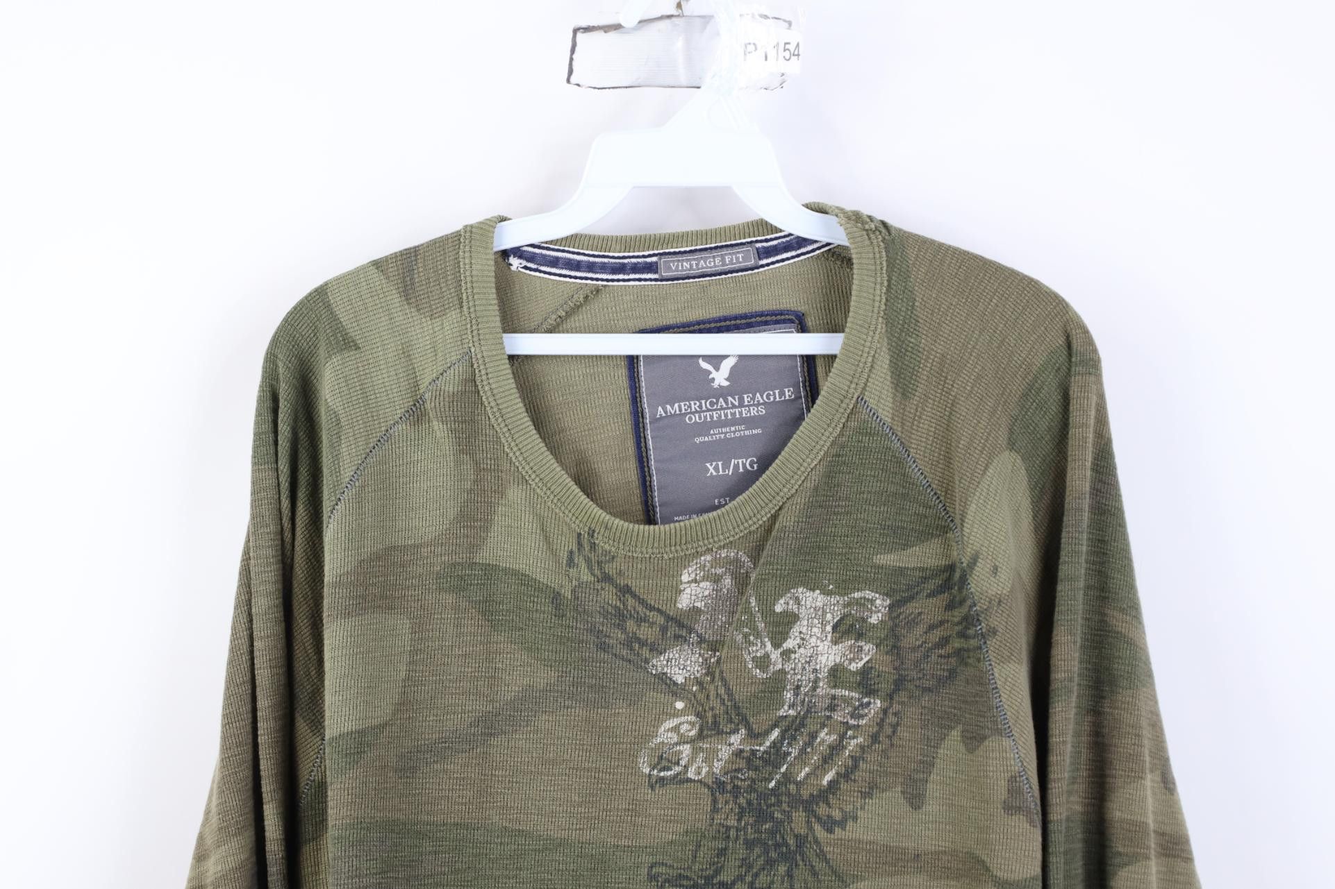 American Eagle Outfitters Vintage Y2K American Eagle Outfitters Waffle Knit T-Shirt Size US XL / EU 56 / 4 - 2 Thumbnail