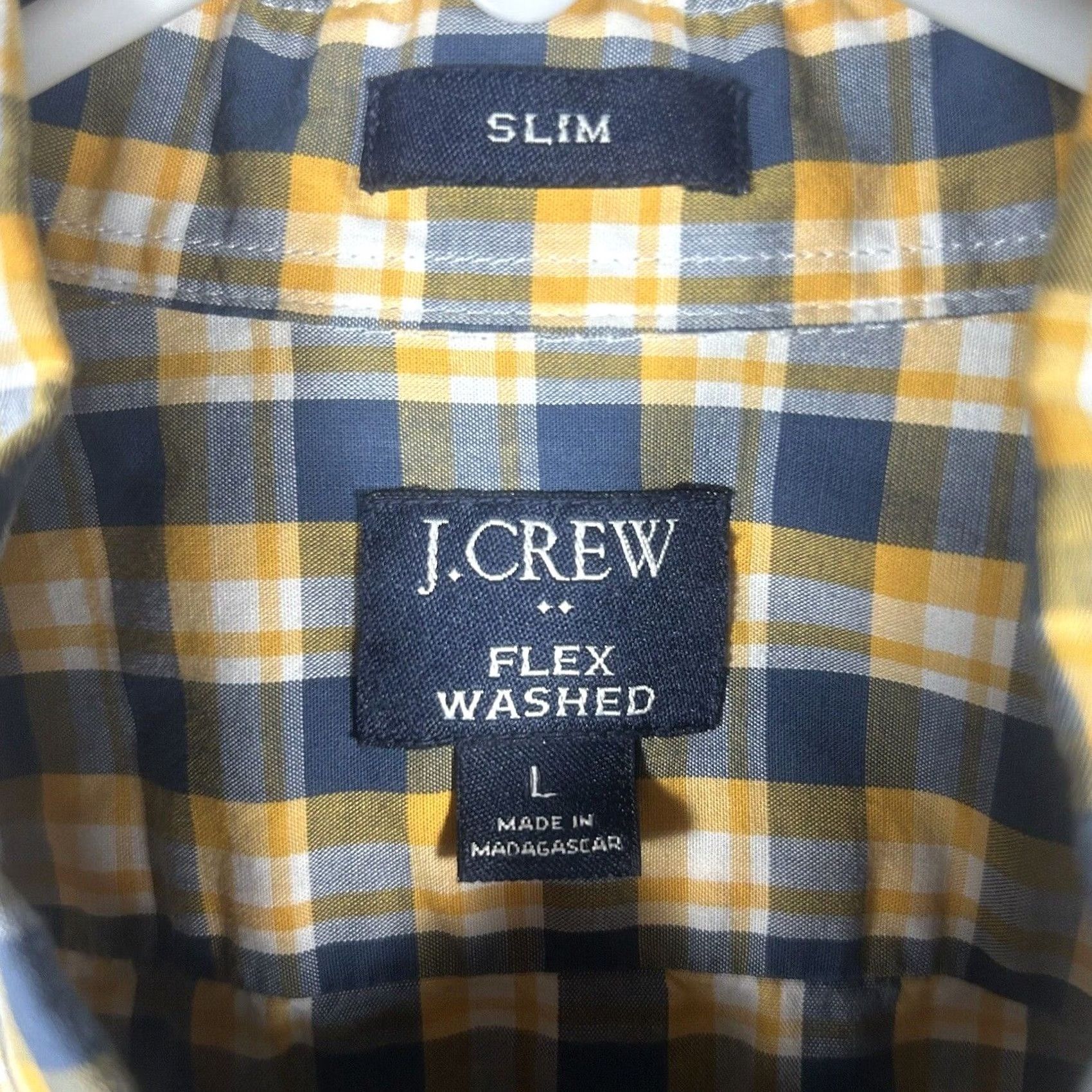 J.Crew J.CREW Button-Up Shirt Slim Flex Washed Yellow Plaid Long Sleeve Size L Mens Small business casual formal workwear shirt Size US L / EU 52-54 / 3 - 3 Thumbnail