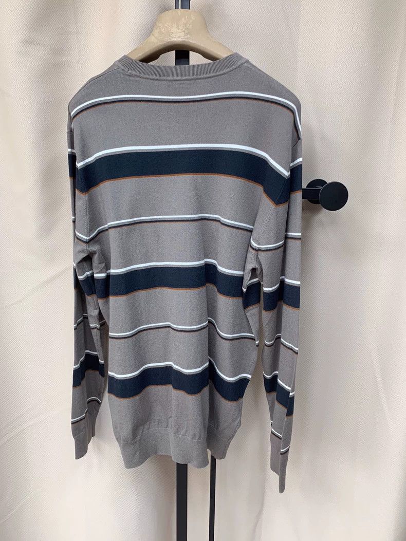 Loro Piana LORO PIANA Grey cotton fabric with dark blue thick stripe Size US M / EU 48-50 / 2 - 5 Thumbnail