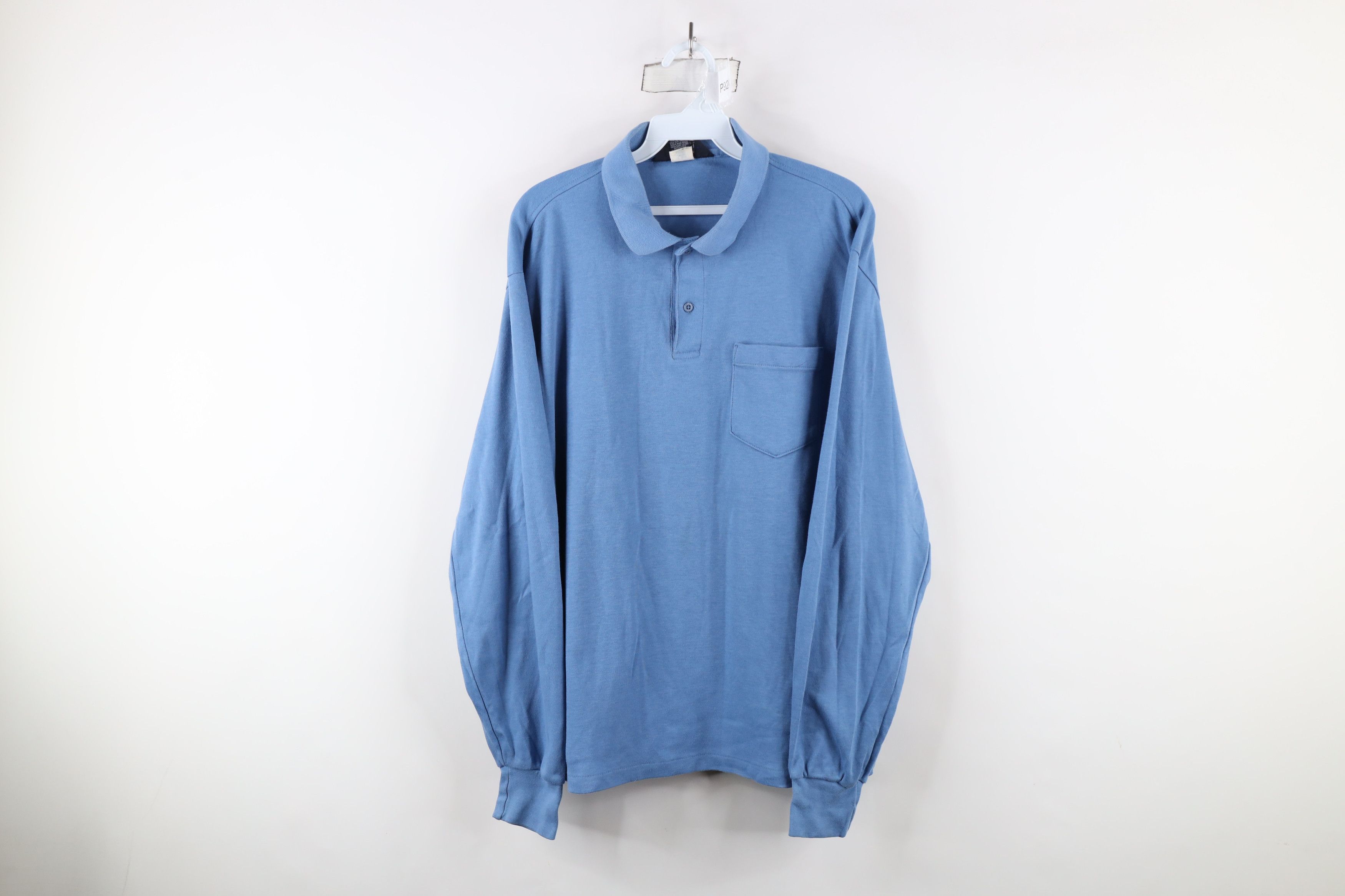 Lands' End × Vintage Vintage 90s Lands End Touch Long Sleeve Polo Shirt Blue USA Size US L / EU 52-54 / 3 - 1 Thumbnail
